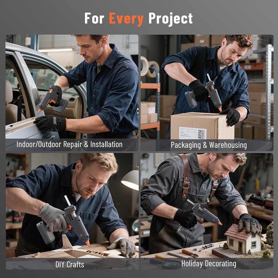 Katerk 12V Full Size Cordless Hot Glue Gun with 24 Glue Sticks | 90s Fast Heating Rechargeable and Heavy Duty Battery Operated Glue Gun and Sticks Sets 11mm x24 for Crafts DIY, Repair, Gift, image 7