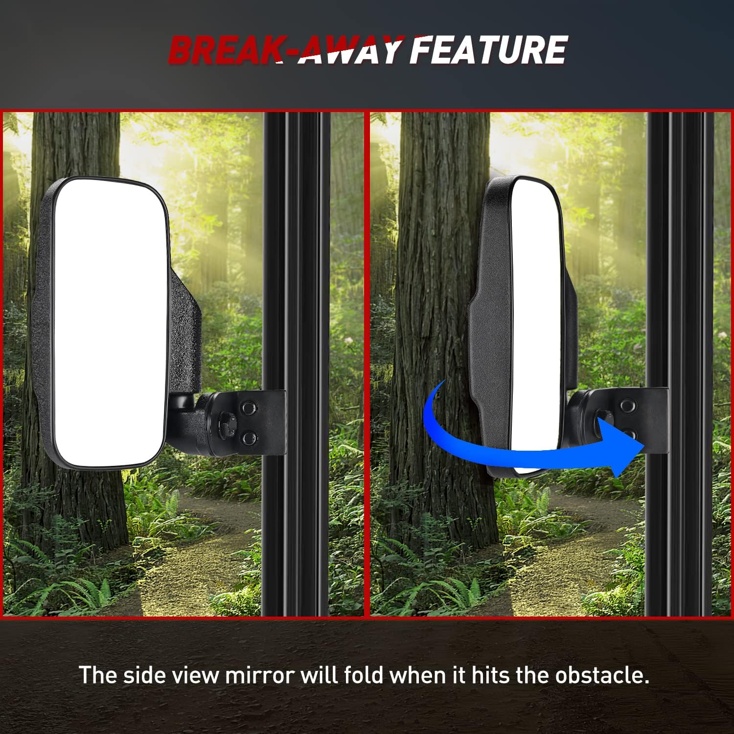 Frokom Ranger side mirrors,UTV Side Mirrors Compatible with 2015-2023 Polaris Ranger 1000/2015-2021 Ranger 570/2017-2023 Ranger 500/2013-2019 Ranger XP 900/Can-Am Defender Maverick Trail, Break away