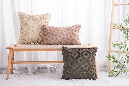 Miniatura 6 de MADIZZ - Juego de 2 fundas para cojín de terciopelo y de lana corta, afelpado suave de lujo para decoración de sofá, dormitorio, cuadradas, 20 x 20