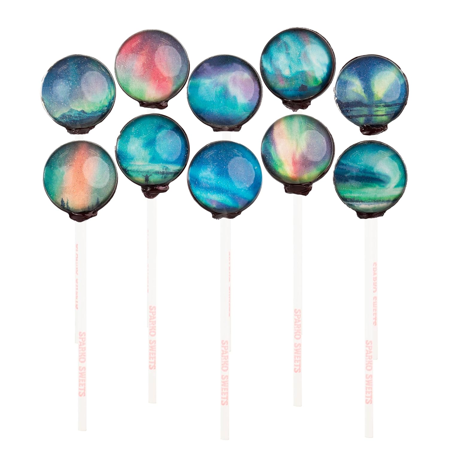 Sparko Sweets Galaxy Lollipops Universe Designs, 10 Pops, Watermelon Flavor, Handcrafted in Los Angeles, 2 lbs - Perfect for Space-Themed Party, Corporate Event Gifting, Astronomy Events, Galaxy Birthday Parties, Party Favors