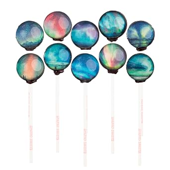 Sparko Sweets Galaxy Lollipops Aurora Designs with Space Foil Gift Pack, 10 Lollipops, Handcrafted in USA, 1 Pound