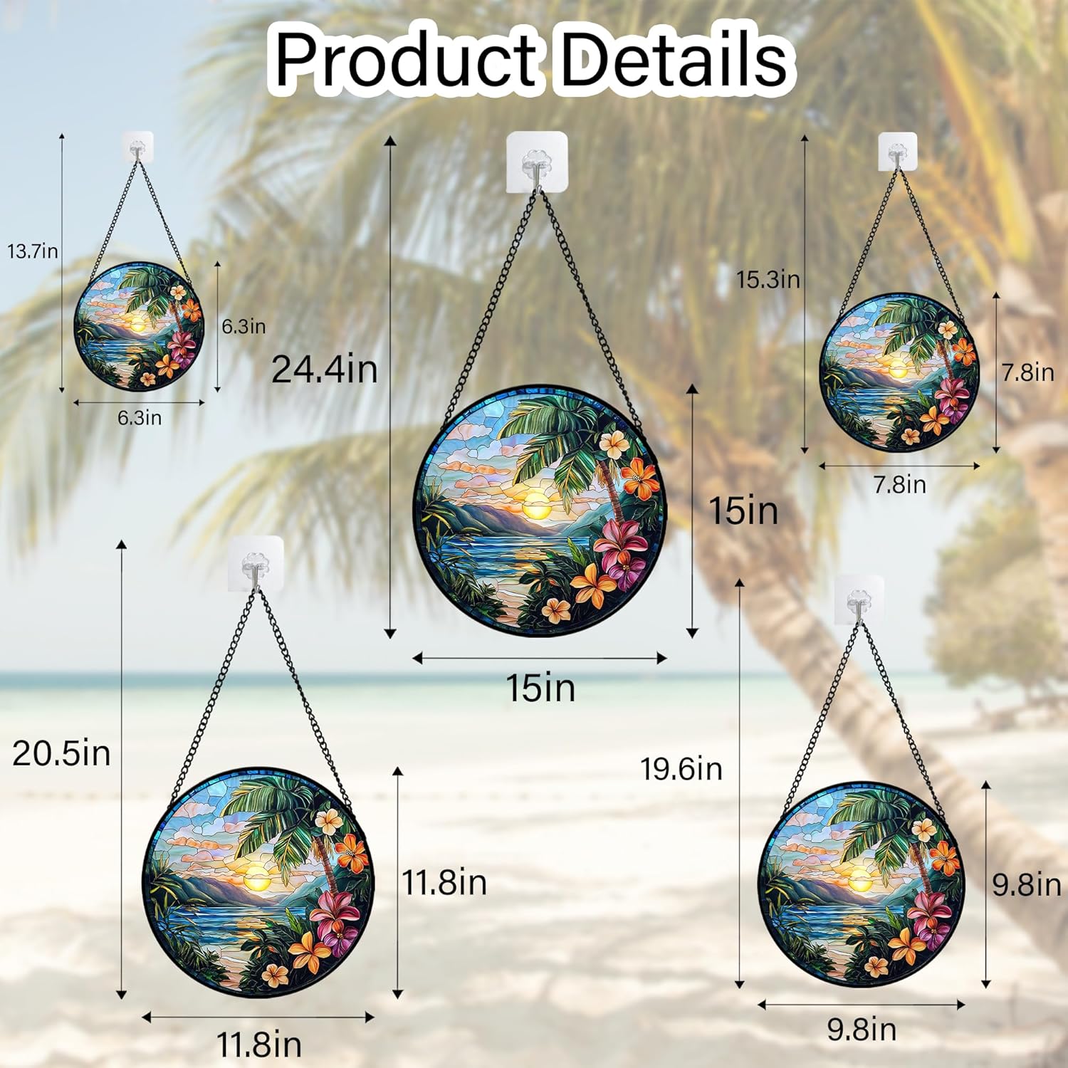 DASTOLL Stained Glass Window Hanging, Colorful Landscape Suncatcher for Doors Home Sun Catchers Decoration and Christmas, Mother's Day Birthday Gifts for Women, Men, and Mom 7.8 in