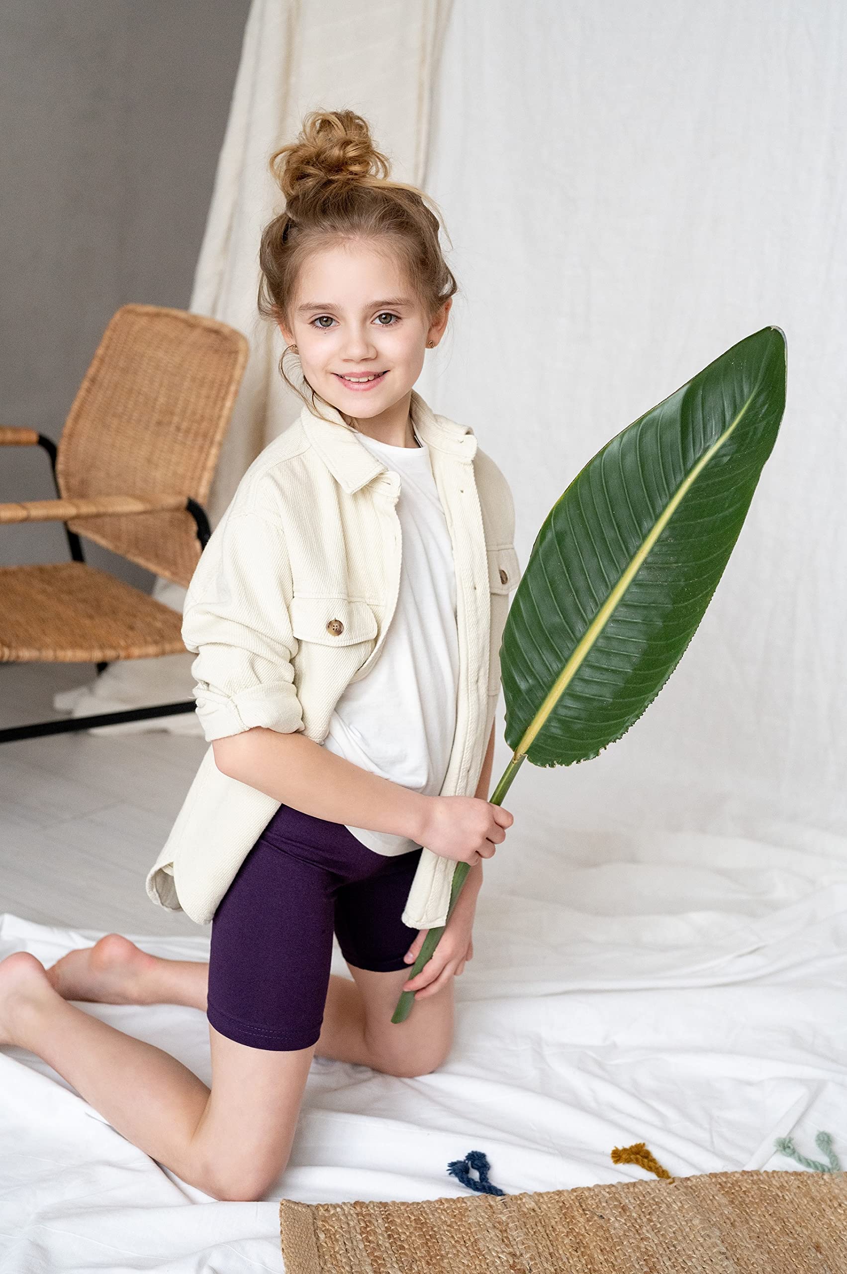 SOFTSAIL Legginsy dziewczęce 3/4 Capri z bawełny, spodnie sportowe, oddychające, miękkie, elastyczne, sportowe