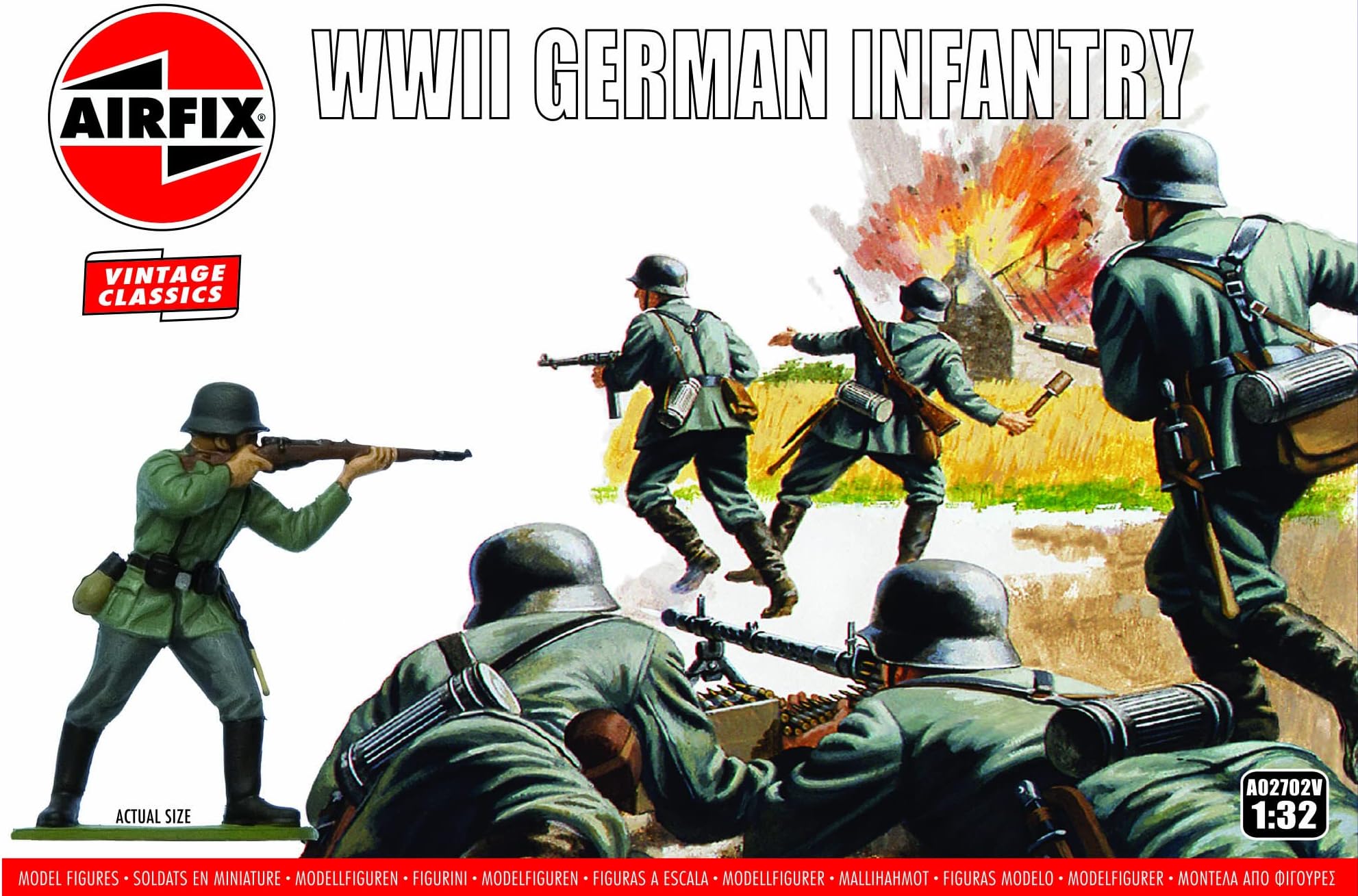 Airfix A02702V WIWII German Infantry Vintage Classics Figures 1:32 Scale Model Kit