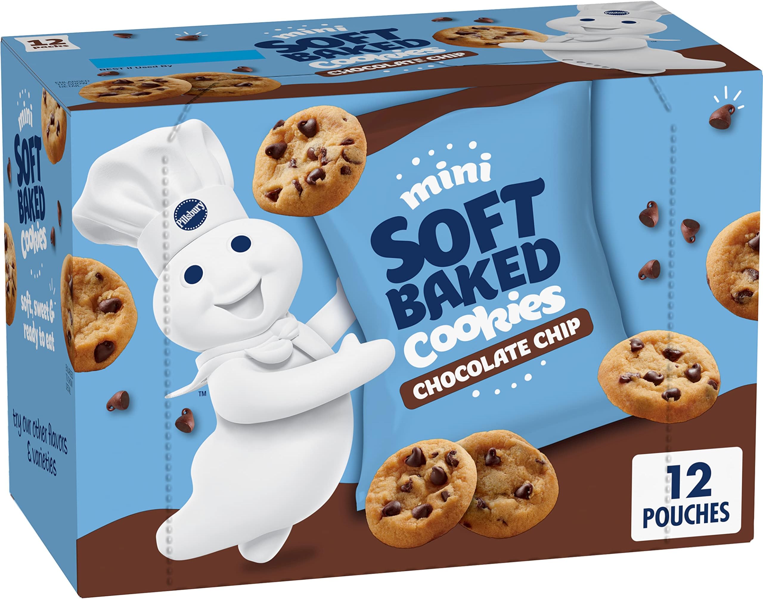 Mini Soft Baked Cookies, Chocolate Chip, Snack Bags, 12 ct