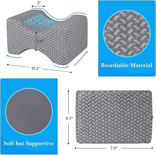 Miniatura 3 de BlissTrends Almohada de rodilla de espuma viscoelástica, almohada de rodilla para dormir de lado, almohadas de piernas para dormir, almohada de