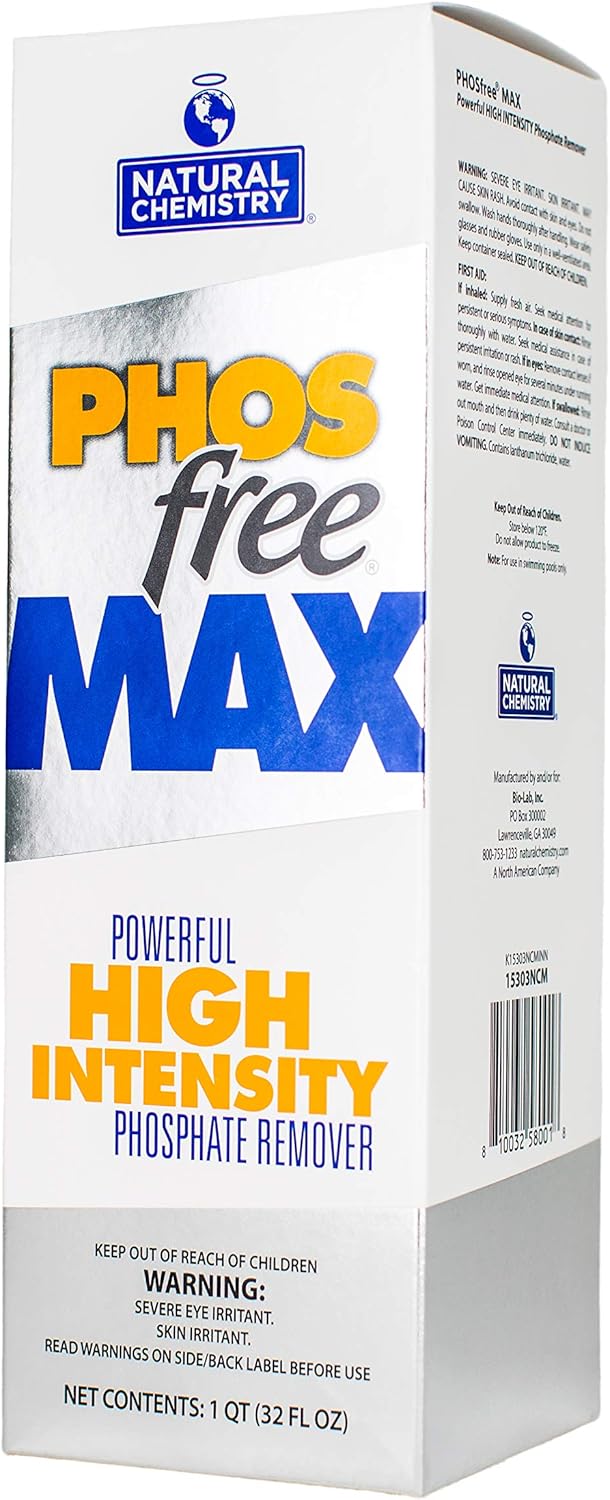 Natural Chemistry Phosfree Max, 32 oz, Single, Powerful High Intensity Phosphate Remover, Fast-Acting, Treats Resident & Commercial Pools