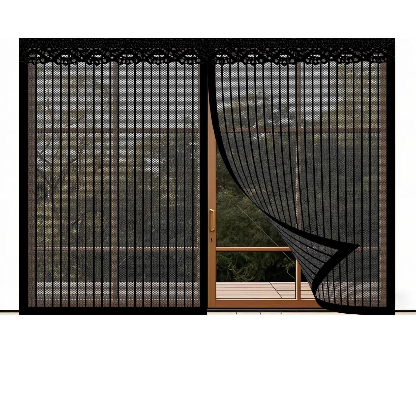 Moustiquaire de balcon 110 x 135 cm rideau aimanté noir pour aérer la maison sans insectes