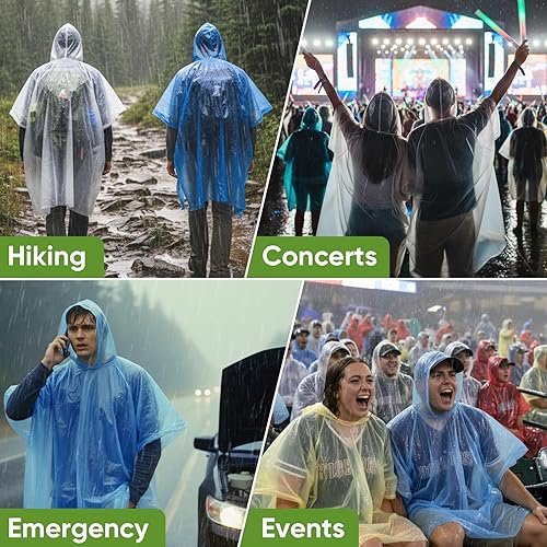 Miniatura 8 de APEXUP Disposable Rain Ponchos for Adults, Emergency Rain Poncho for Camping Hiking Travelling Clear 5 Pack