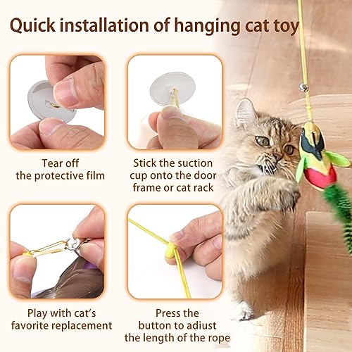 Miniatura 6 de Juguete de gato volador, 1 juguete interactivo para gatos y 2 piezas de repuesto para gatos de interior