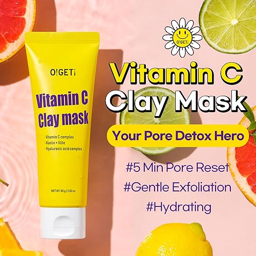 Miniatura 2 de Mascarilla de arcilla con vitamina C, mascarilla hidratante e iluminadora, arcilla natural fermentada, caolín y BHA, mandarina verde reciclada, 2.8