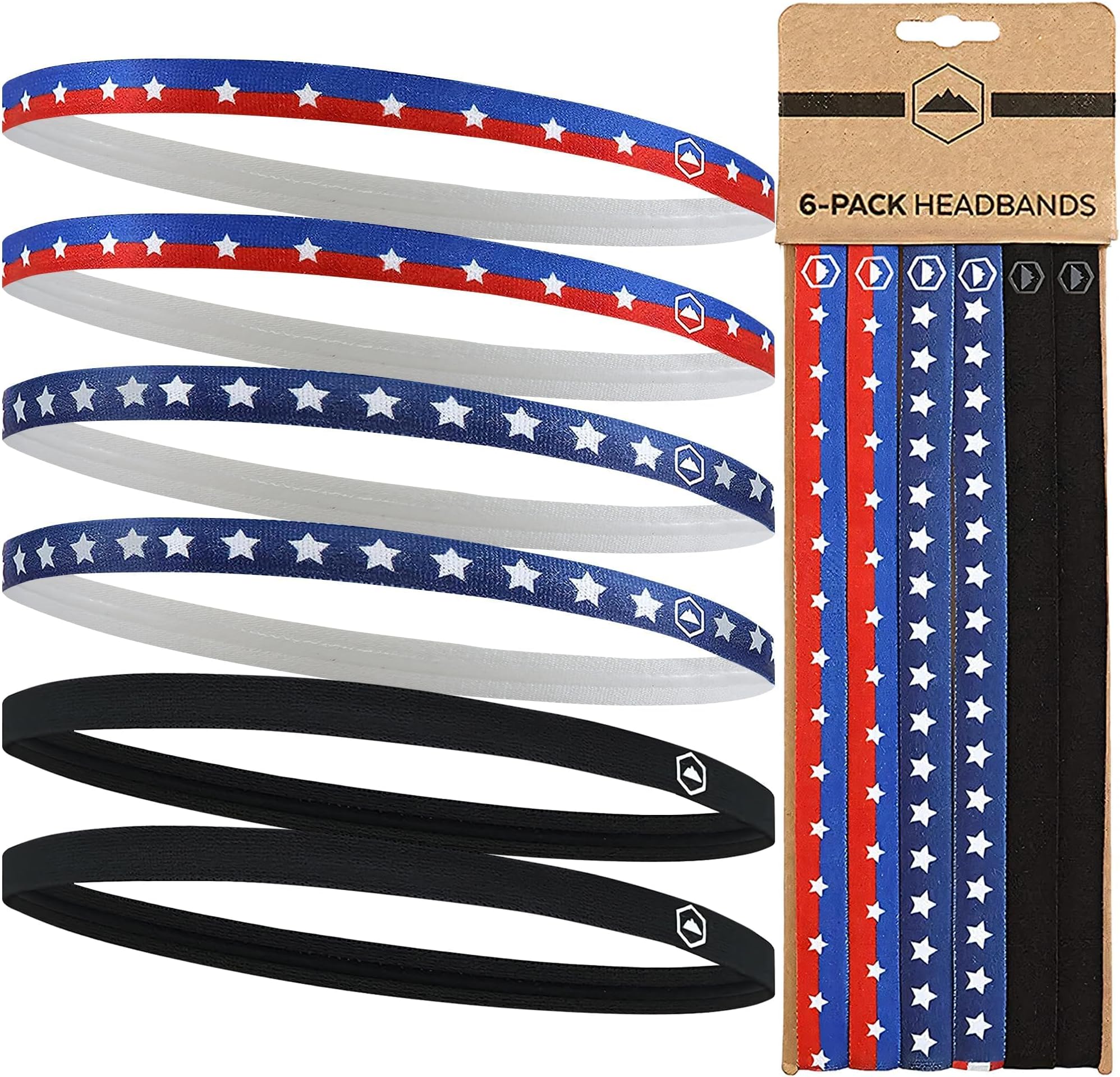 Tough Headwear Thin Elastic Headbands - Sports Headbands for Women & Men - Mens Workout Headband - Running or Soccer Headband