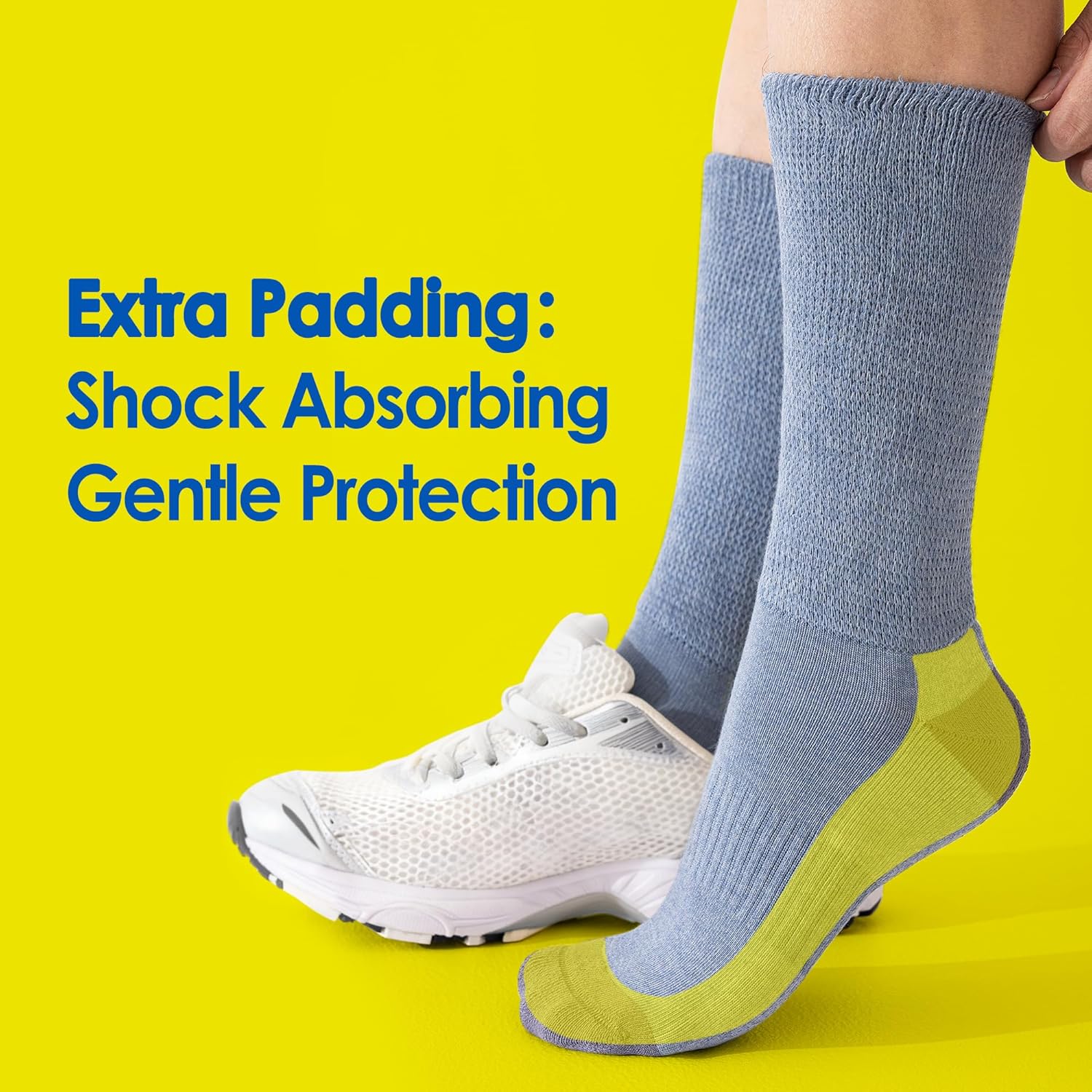 Diabetic Socks for Men & Women – Viscose from Bamboo Crew Socks, Non-Binding, Cushioned Athletic for Sensitive Feet, 3 Pairs - Image 3