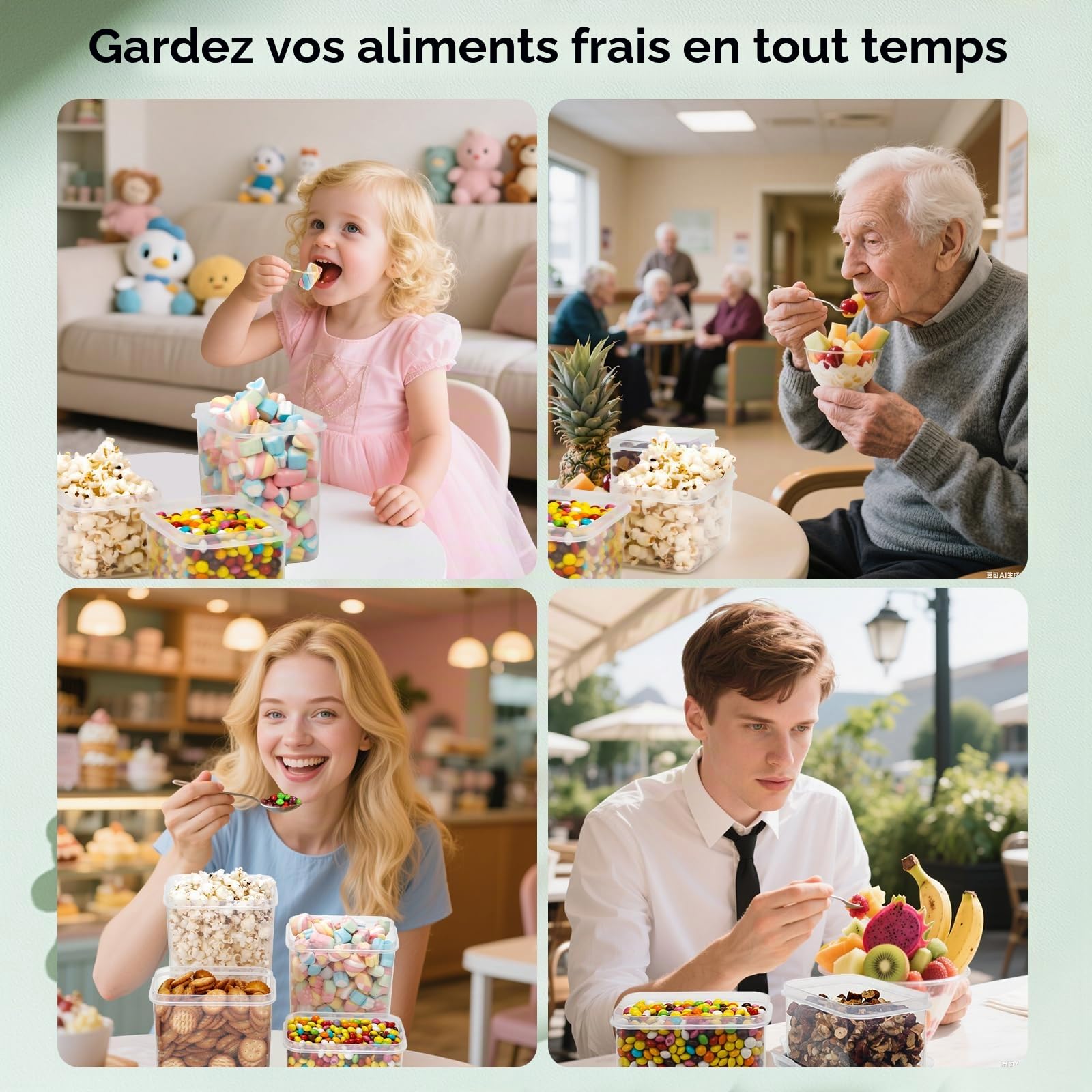 Cozary Boîtes de Rangement Alimentaire Hermétiques avec Couvercle – Lot de 16 Contenants Sans BPA pour la Conservation de Céréales, Farine et Aliments – Organizer Cuisine pour Placard et Tiroir