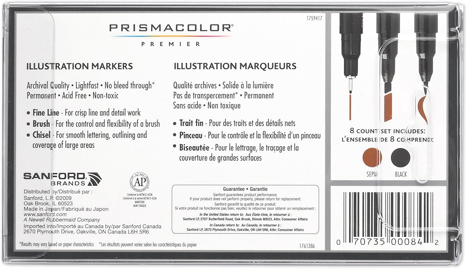 Prismacolor Premier Manga Illustration Markers, Assorted Tips, Black & Sepia, 8-Count : Permanent Markers : Arts, Crafts & Sewing