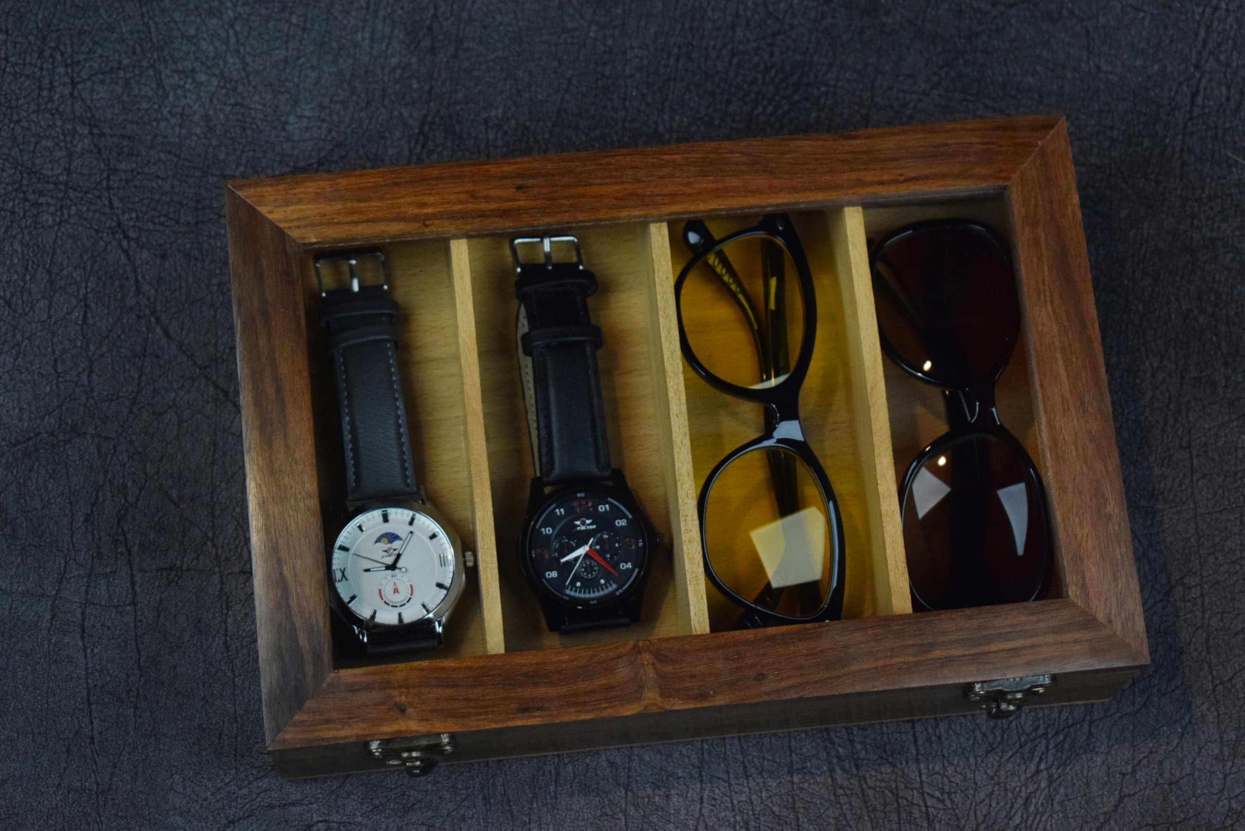Royal Craft Expertise Solid Wood Sunglasses Display Case, Dark Indian Rosewood Watch Eyeglass Storage, Gift for Sunglasses Collector, Sunglasses Box with Drawer, Christmas gift (B0BSF8HXYN) Amazon Price History, Amazon Price Tracker