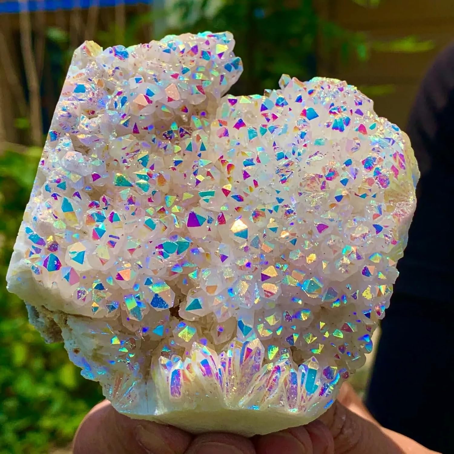 Stone Color Crystal Cluster electroplated Stone degaussing Purification Home Office Decoration Gift(250-300g)