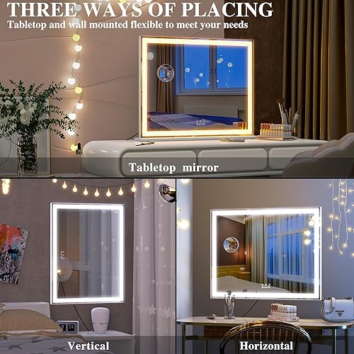 Miniatura 7 de BEAUTME Espejo de tocador con luces, espejo de maquillaje con luces, espejo Hollywood iluminado para vestidor y dormitorio, mesapared, 3 modos de