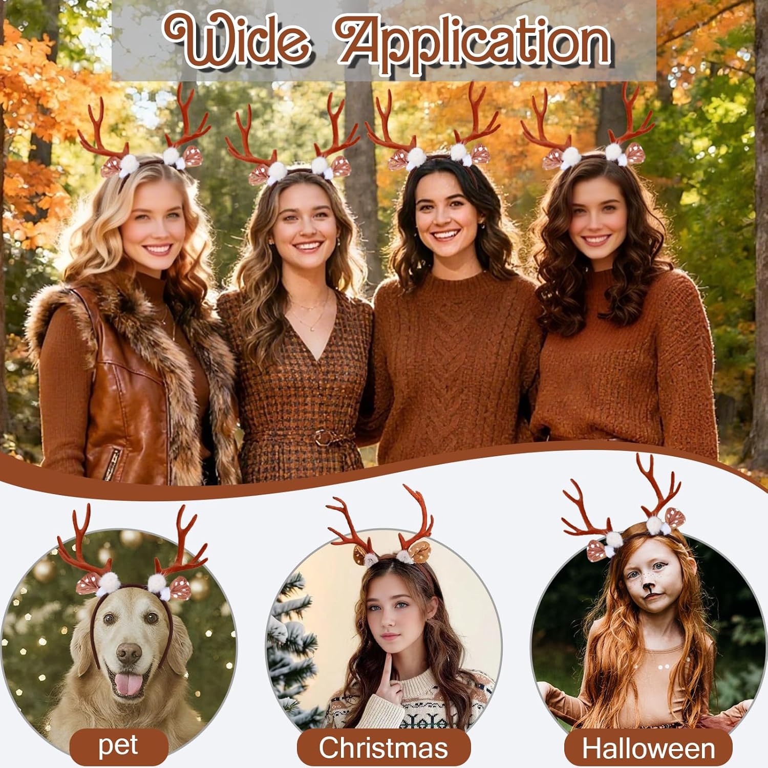 Komotu Women's Deer Costume Accessories reindeer antler ears headband Fawn Horn Headband christmas headbands Halloween Costume Accesso - Image 5