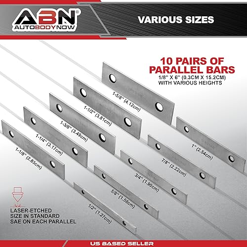 Miniatura 3 de ABN Machinist - Juego de herramientas de 20 barras paralelas delgadas de 1/8 pulgadas x 6 pulgadas, bloques de barra recta, pares de bloques de 1/2