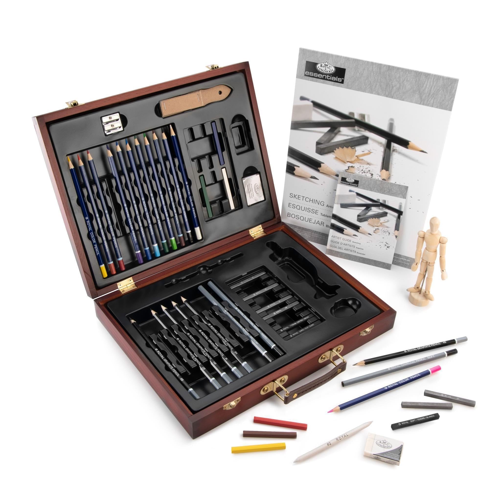 Royal & Langnickel Essentials 45 Stück Sketch & Draw Künstler Holz Box Art Set