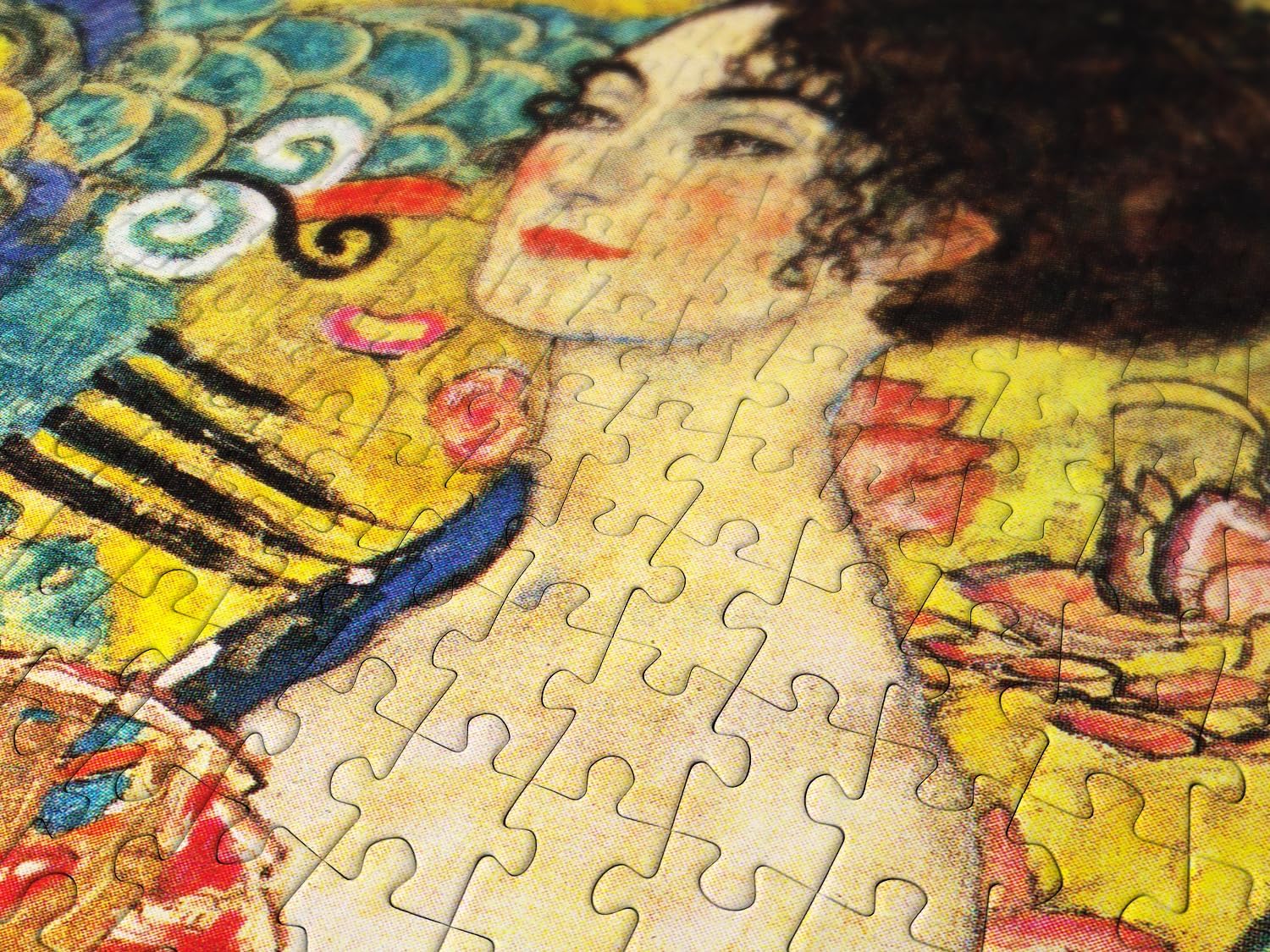 1000 Pieces Jigsaw Puzzle – Matte Finish, Soft Touch, Easy to Assemble, Tight Fit, Vivid Colors, Missing Pieces Service – Lady with a Fan – Klimt Famous Art Nouveau Painting – by ENJOY Puzzle