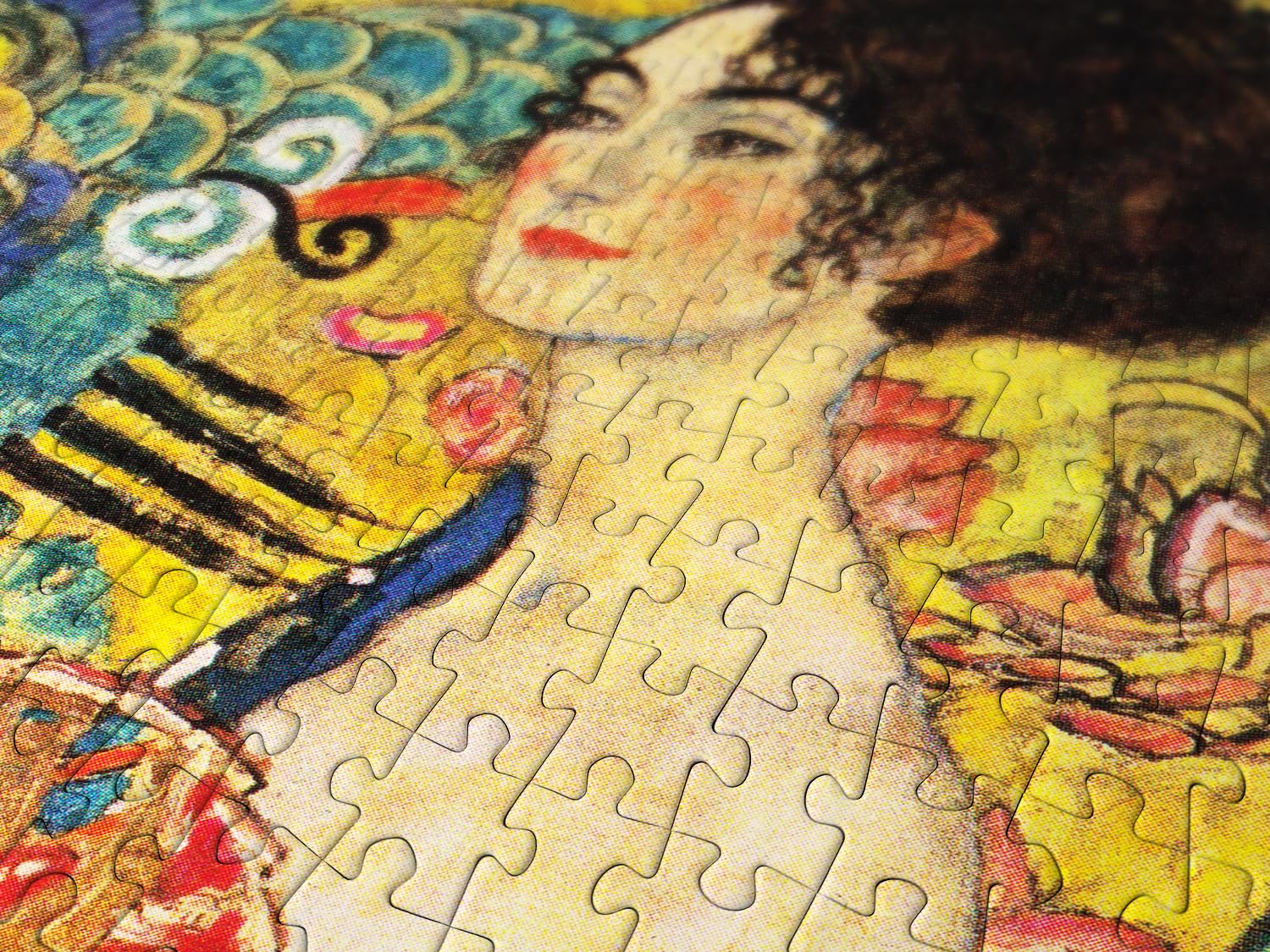 Educa Puzzle 1000 Pièces – La Dame à L'éventail De Gustav Klimt – 48 X 68 Cm, Carton Recyclé, Colle Incluse, Dès 14 Ans