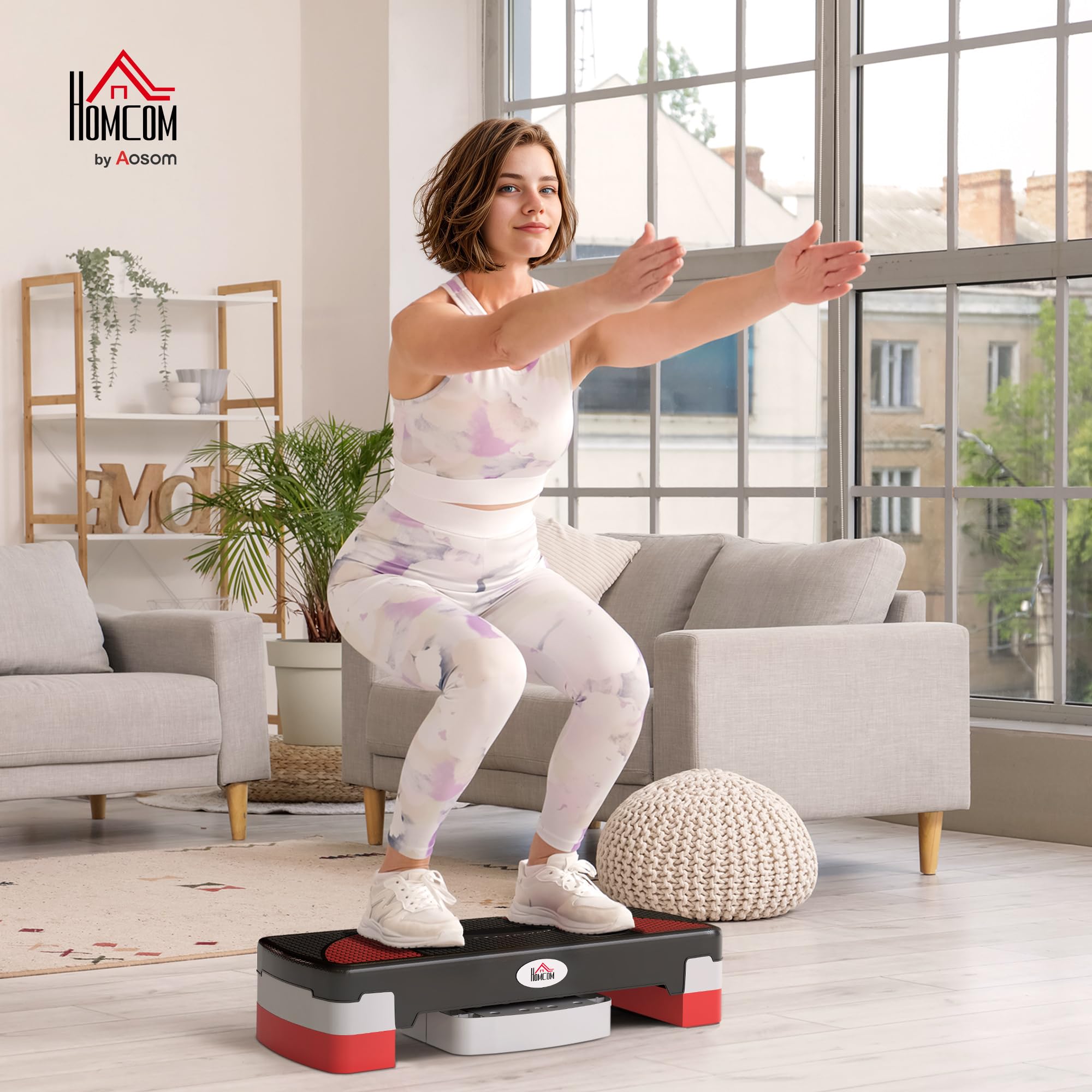 HOMCOM Stepper Fitness Aerobic - Aosom.fr x FFHandball - hauteur réglable 10/15/20 cm surface antiderapante en plastique 80 x 31 x 20 cm