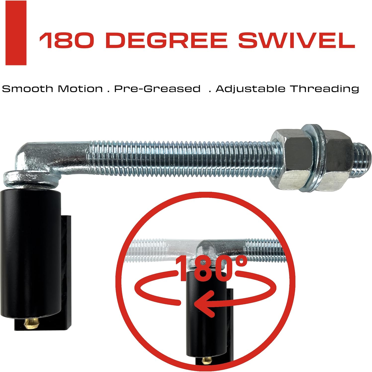 5/8" Inch J-Bolt Gate Hinge – 6” Inch Length - Adjustable Gate Hinges – Ball Bearing Gate Hinge – Heavy Duty – Weldable Hinge - Heavy Duty Hinges for Gates – Weld Hinge – Gate Hinges