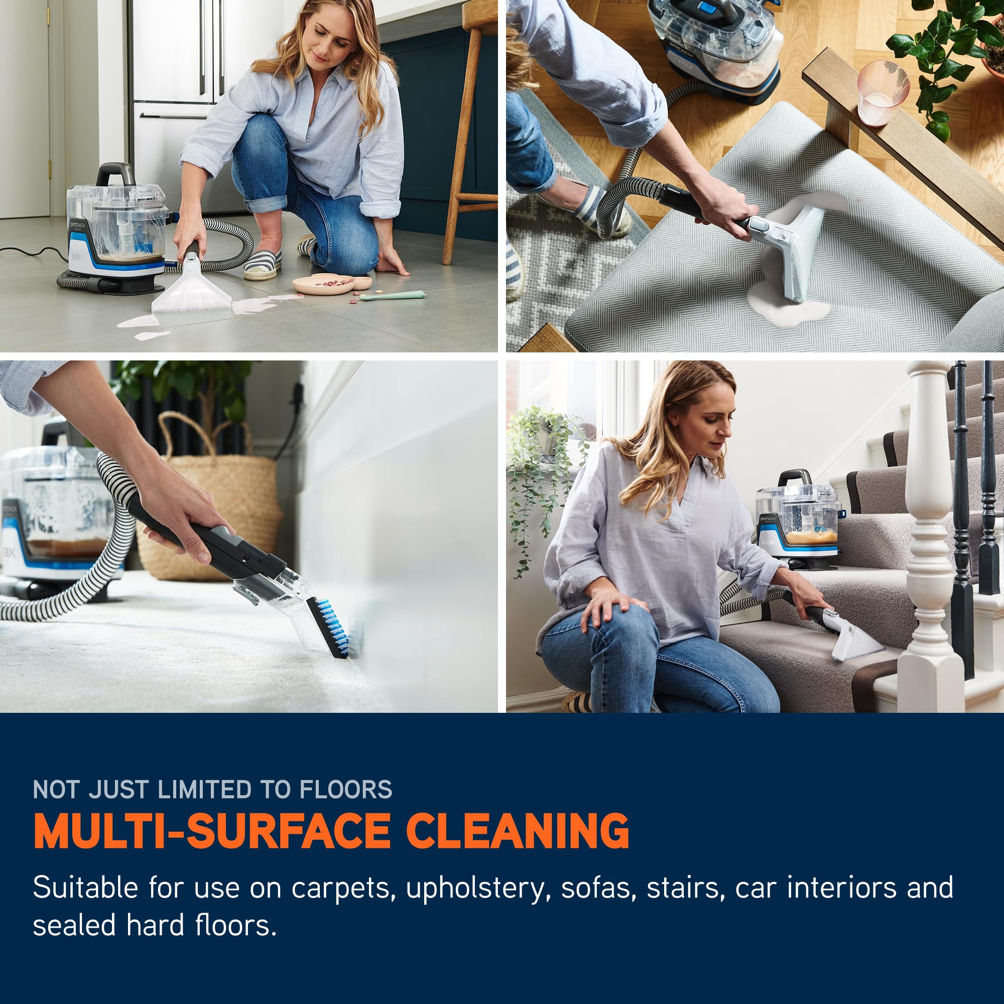 Vax SpotWash Home Duo Spot Cleaner, Stain, Car, Upholstery, Sofa and Carpet Cleaning Machine, Included Pet Tool and Antibacterial Solution Removes Spills, White/Blue, CDSW-MPXP — view 4