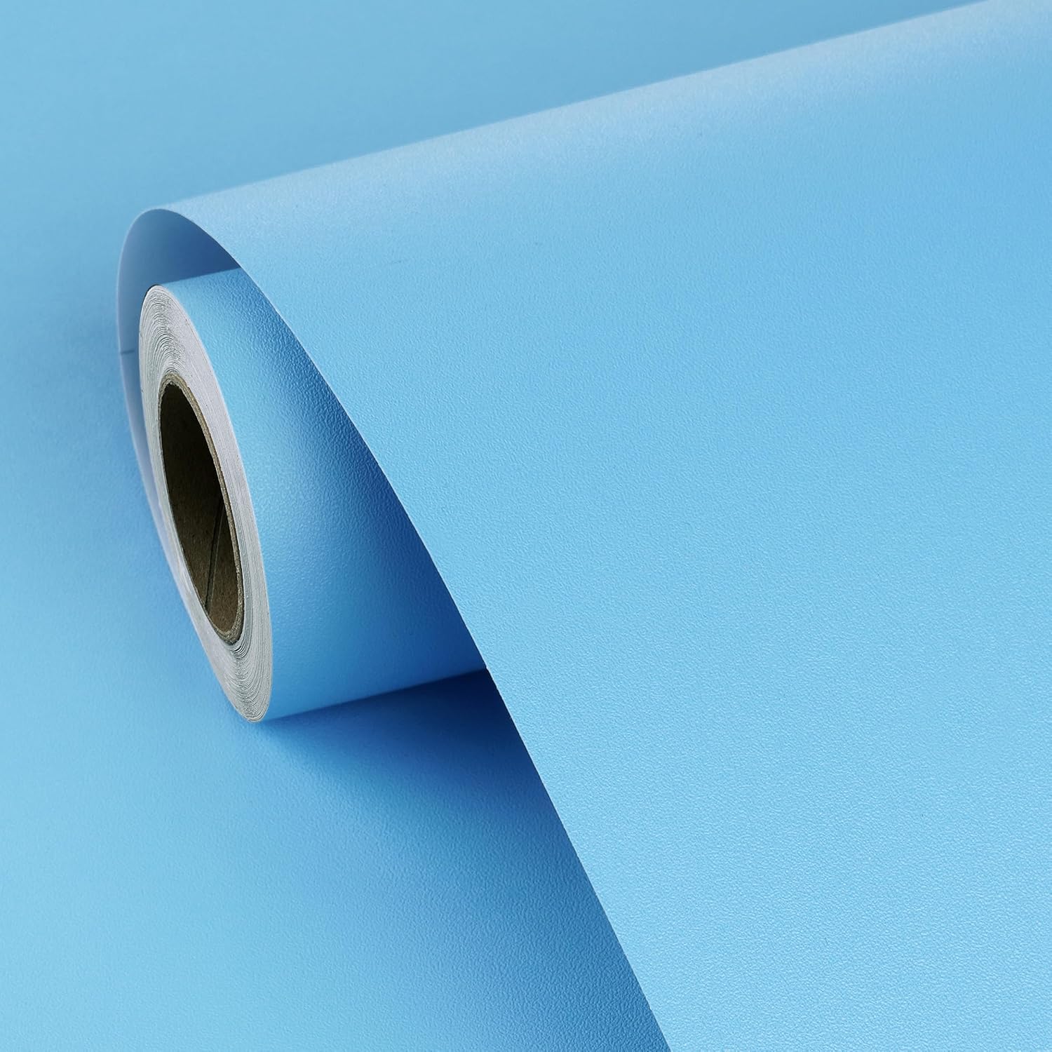 FunStick 15.8"x240" Sky Blue Peel and Stick Wallpaper for Bedroom Kitchen Cabinet Contact Paper Blue Removable Renter Friendly Wall Paper for Bathroom Girls Kids Room Wall Covering Matte Vinyl Wrap