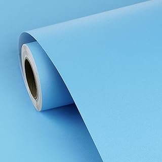 FunStick Light Blue Wallpaper Peel and Stick Sky Blue Contact Paper for Cabinets Desk
