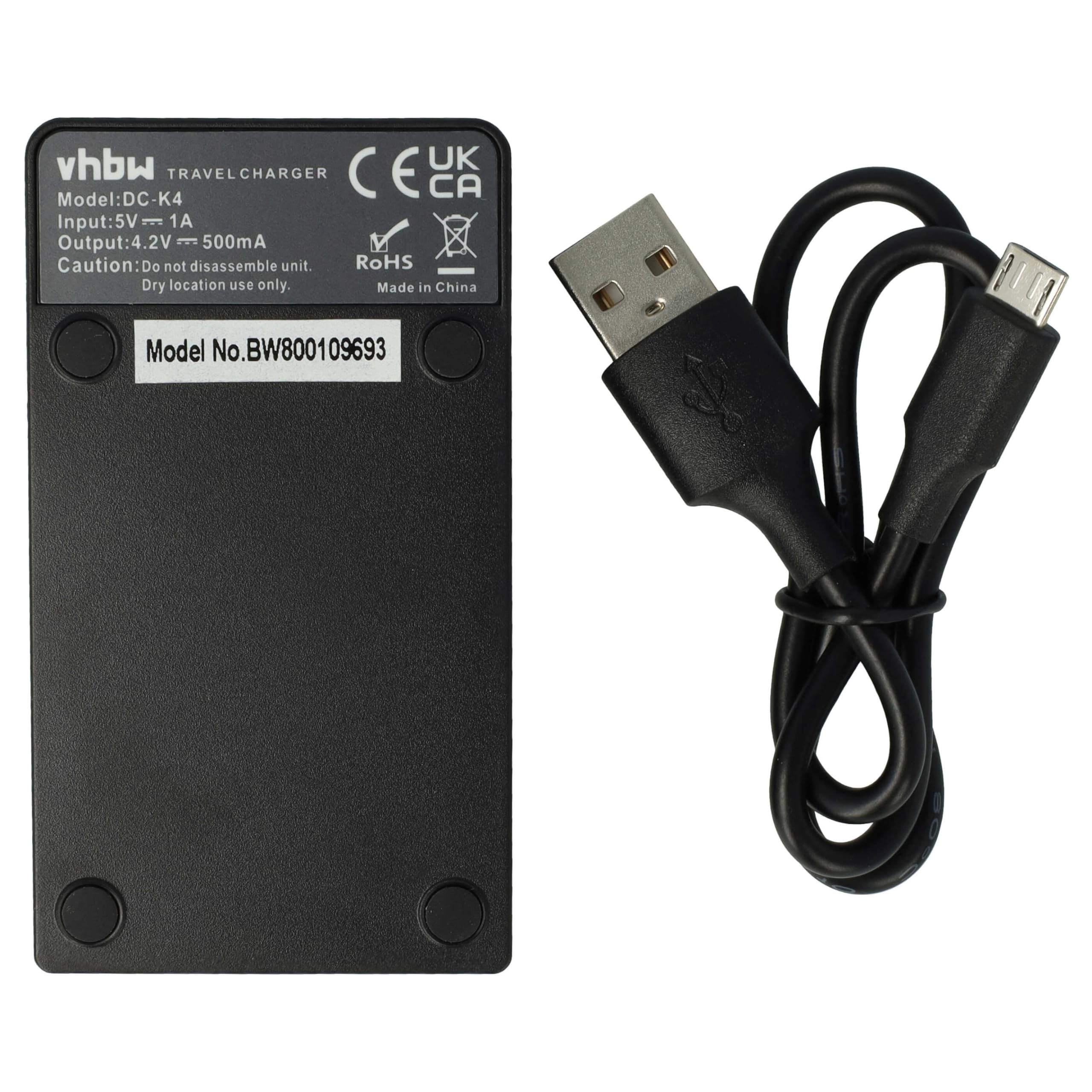 vhbw Ładowarka USB-C kompatybilna z kamerą Sony Bloggie MHS-CM5, MHS-PM5, MHS-PM5K - ładowarka + kabel USB-C wskaźnik ładowania