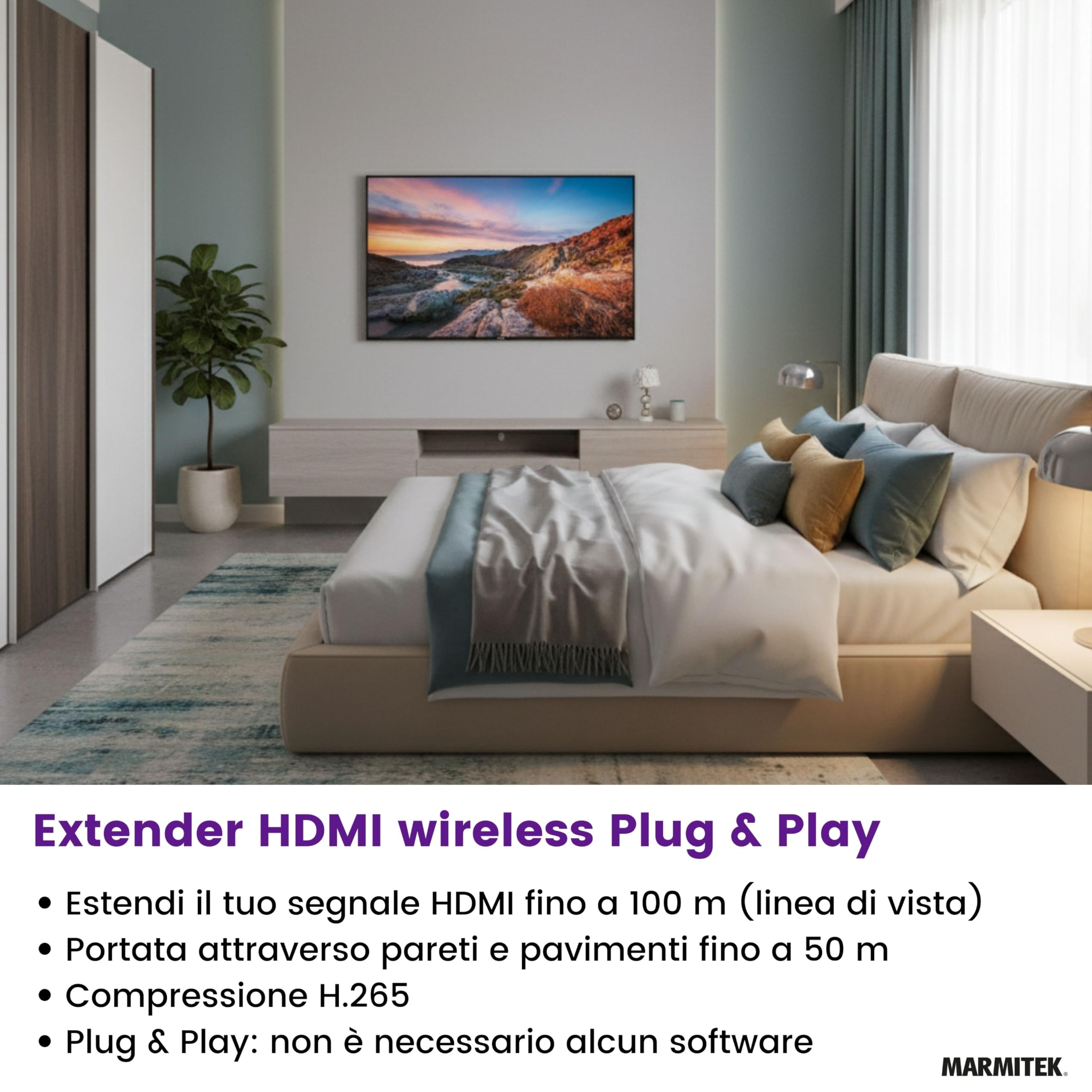 Extender HDMI Wireless Marmitek TV Anywhere Wireless HD 2 – Trasmissione HDMI senza fili Full HD 1080p – Portata Lunga – Plug & Play – TV in tutta la casa