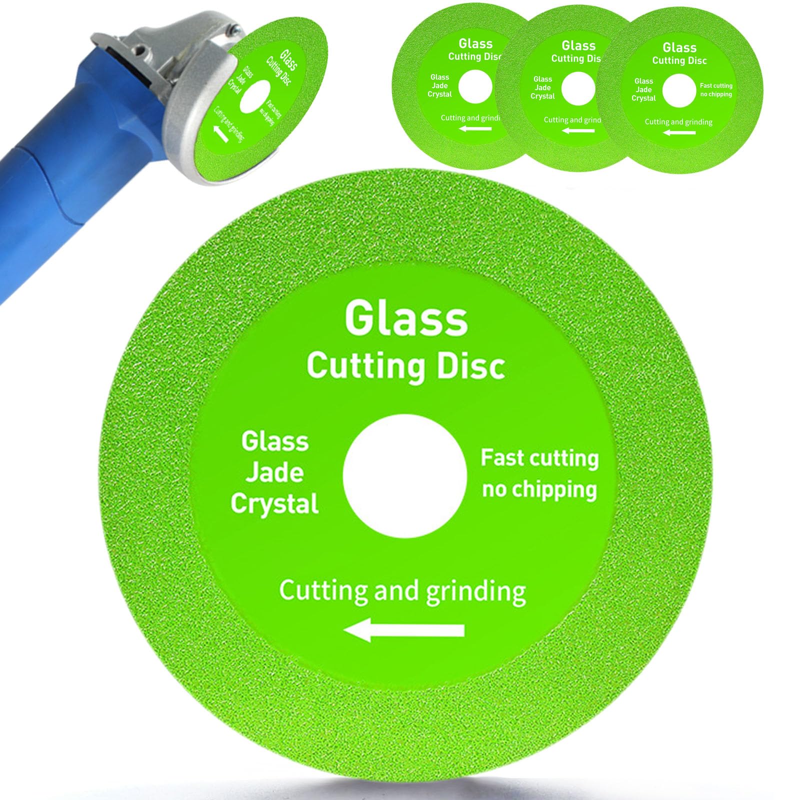Rock Slab Grinding Disc,Rock Plate Flat Grinding Disc Tile Ceramic,Glass Cutting Disc for Angle Grinder,3.93 Inch (100 Mm) Wheel Diameter,Sanding Blade for Tile,Glass,Crystal (Green, 3pcs)