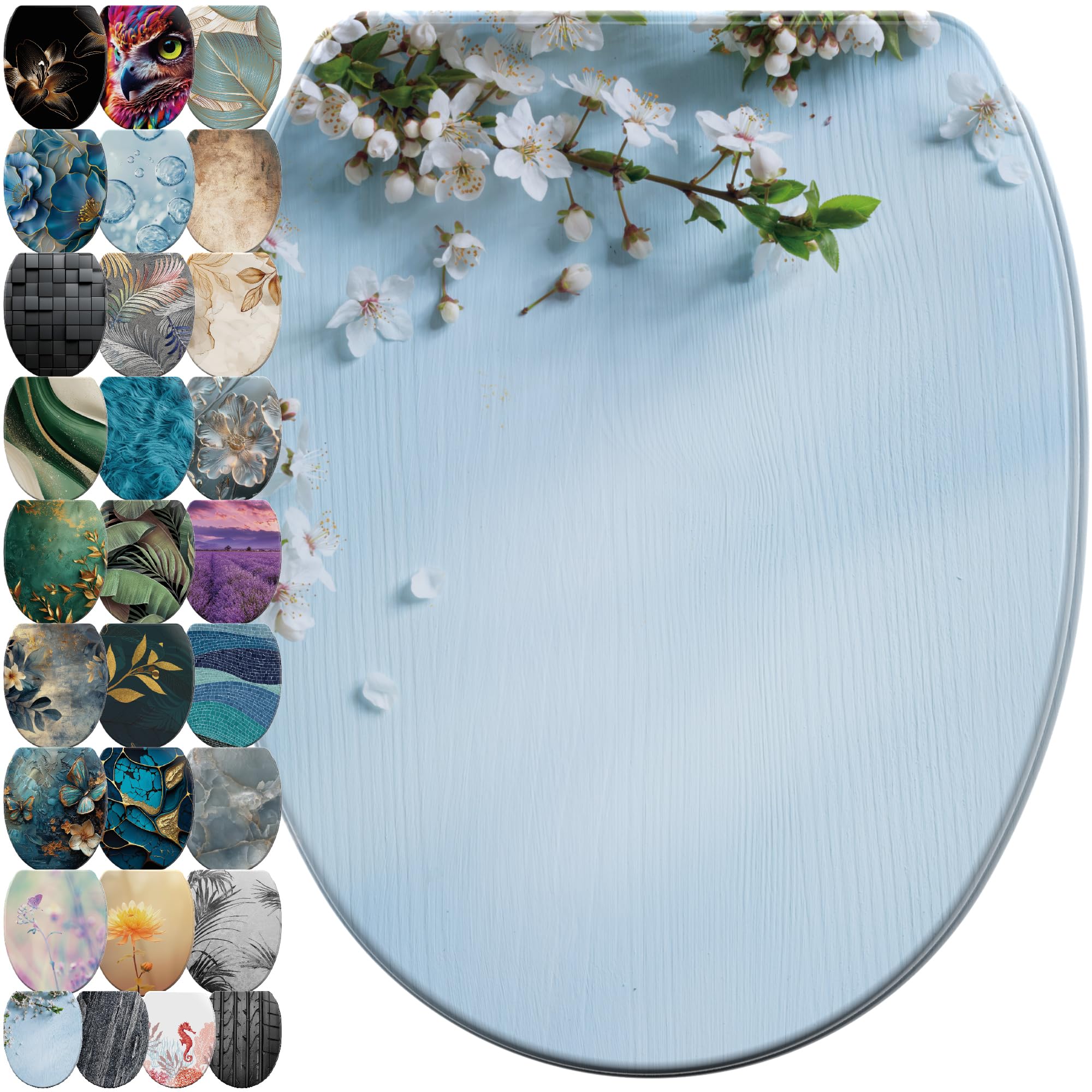 Sanilo Sakura Soft Close Toilet Seat With Quick Release, Toilet Lid Detachable At The Press Of A Button, Easy Installation From Above (Sakura)
