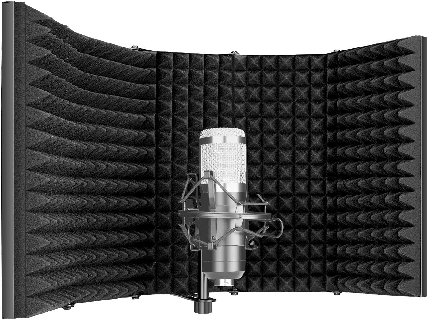 Neewer Pro Microphone Isolation Shield, 5 Panels Anti-Pop Filter, Absorbent Foam Front and Metal Back Plate, for Blue Yeti and Any Microphone Recording Equipment