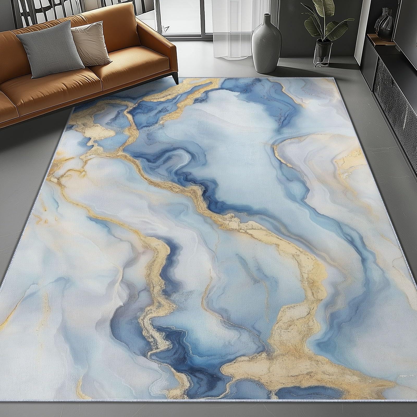 Tapis de chambre art aquarelle lavable et antidérapant