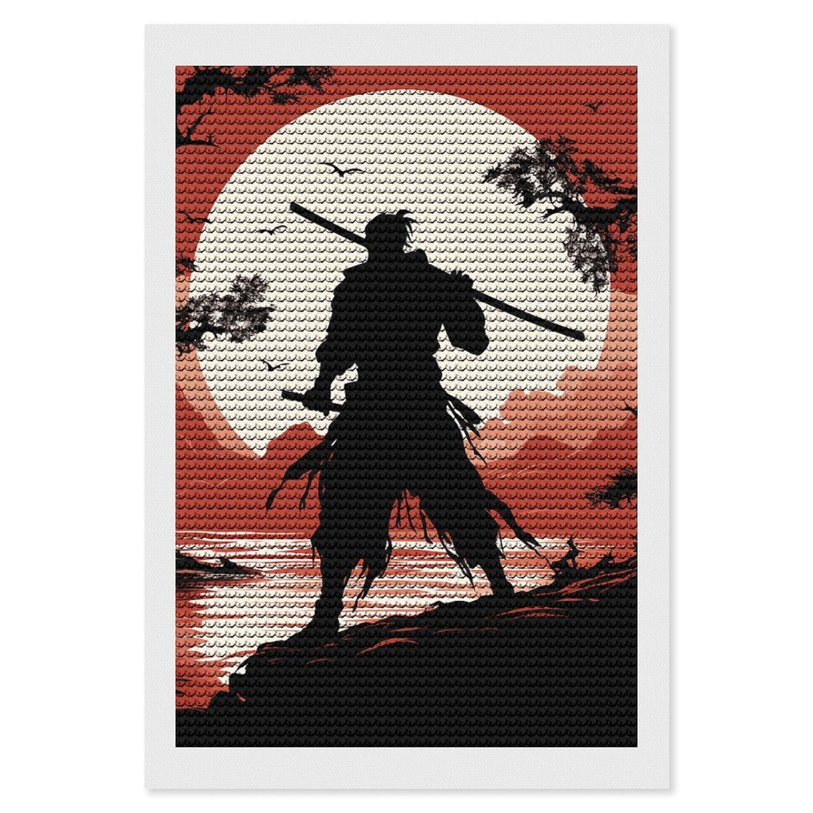 FekiLoot Samurai Diamond Art Kits for Adults, 5D Aurora Diamond Painting Kits for Beginners DIY Full Drill Dots Gem Art Paint Crafts for Home Wall Decor 8"x12"