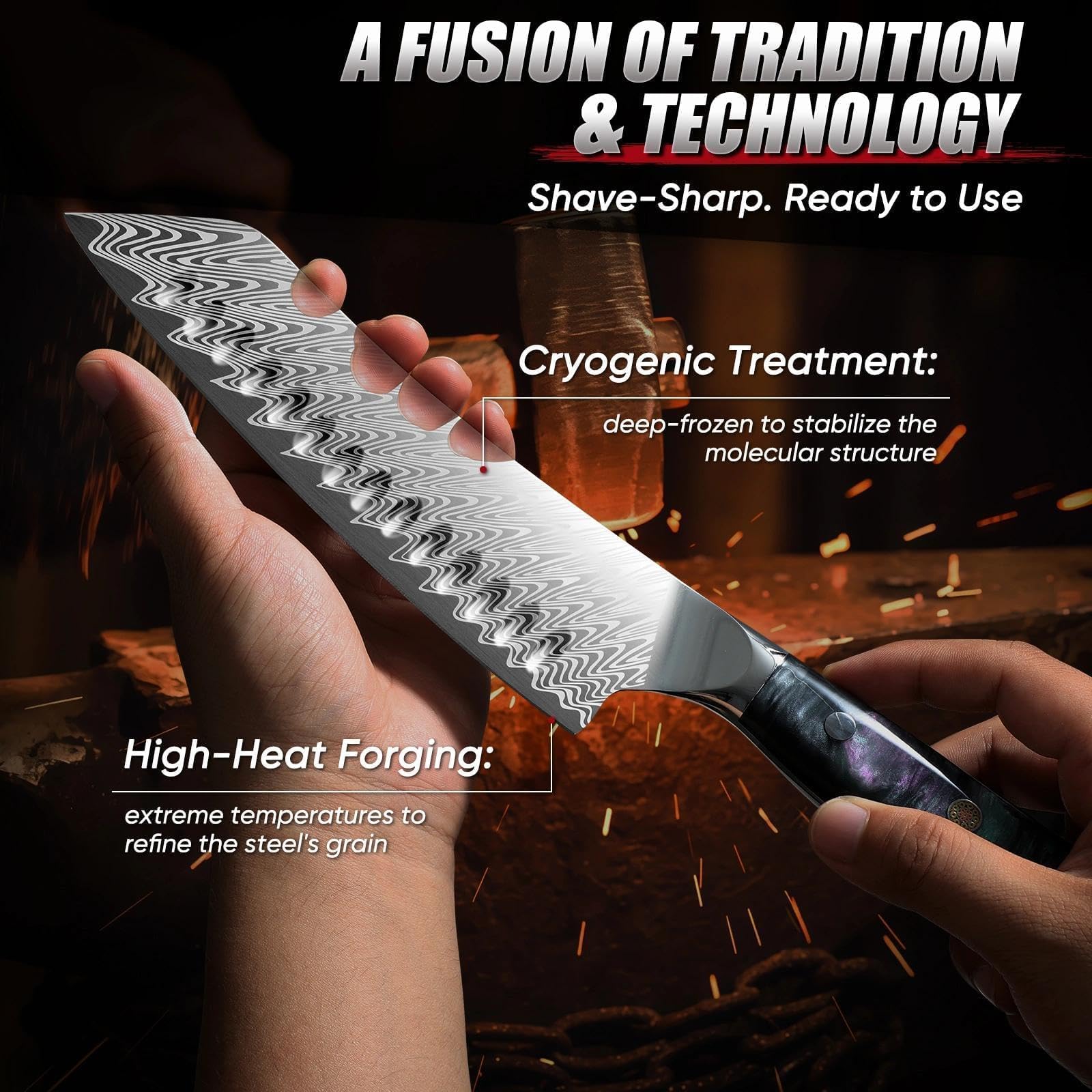 DRAGON RIOT Coltello Santoku Giapponese, Coltello da Cucina Affilato