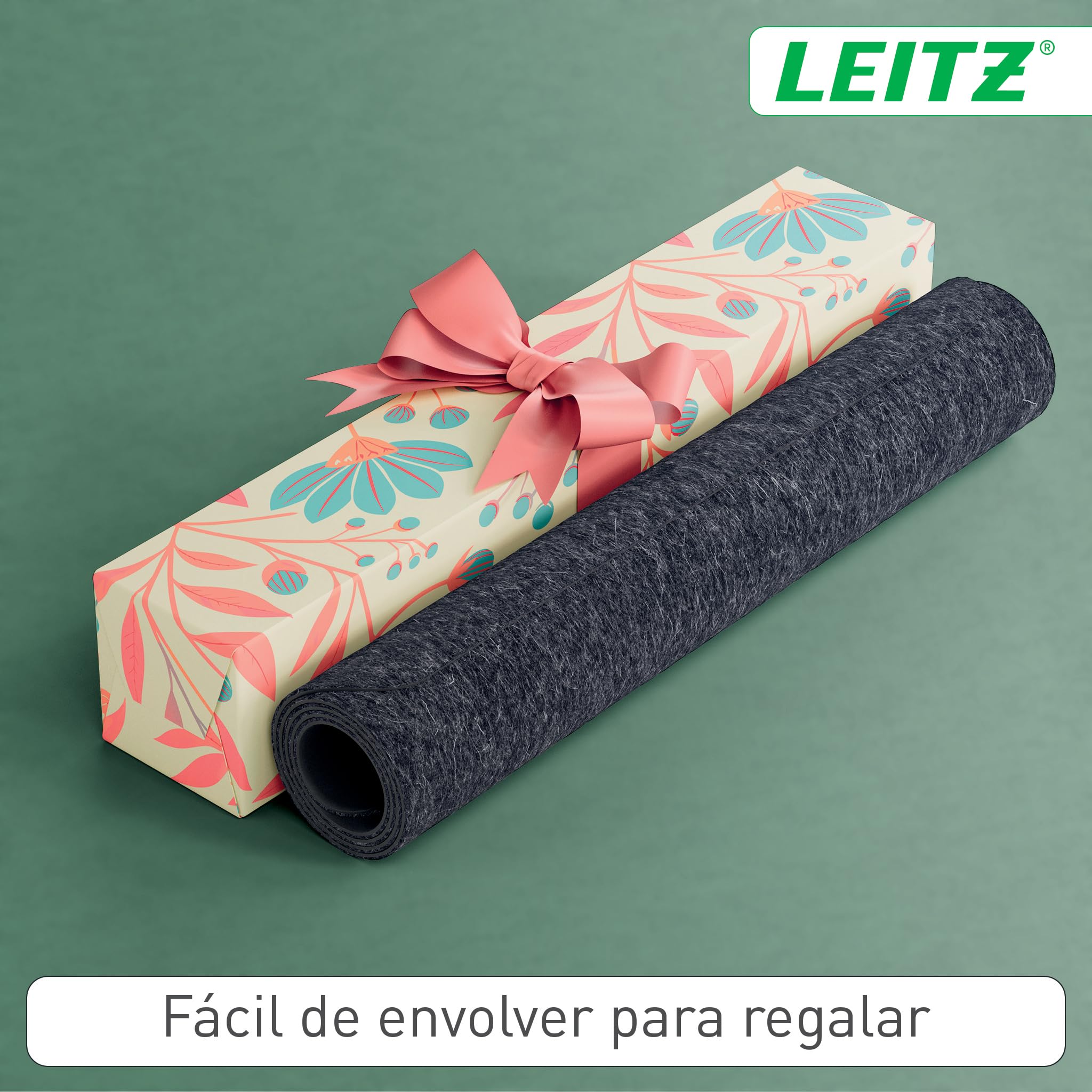 Leitz Alfombrilla de Fieltro Grande para Escritorio - Protector de Fieltro para Escritorio, Antideslizante, Superficie Suave para Teclado y Ratón, Cubre Escritorio de Oficina y Casa (70x36cm, Gris)