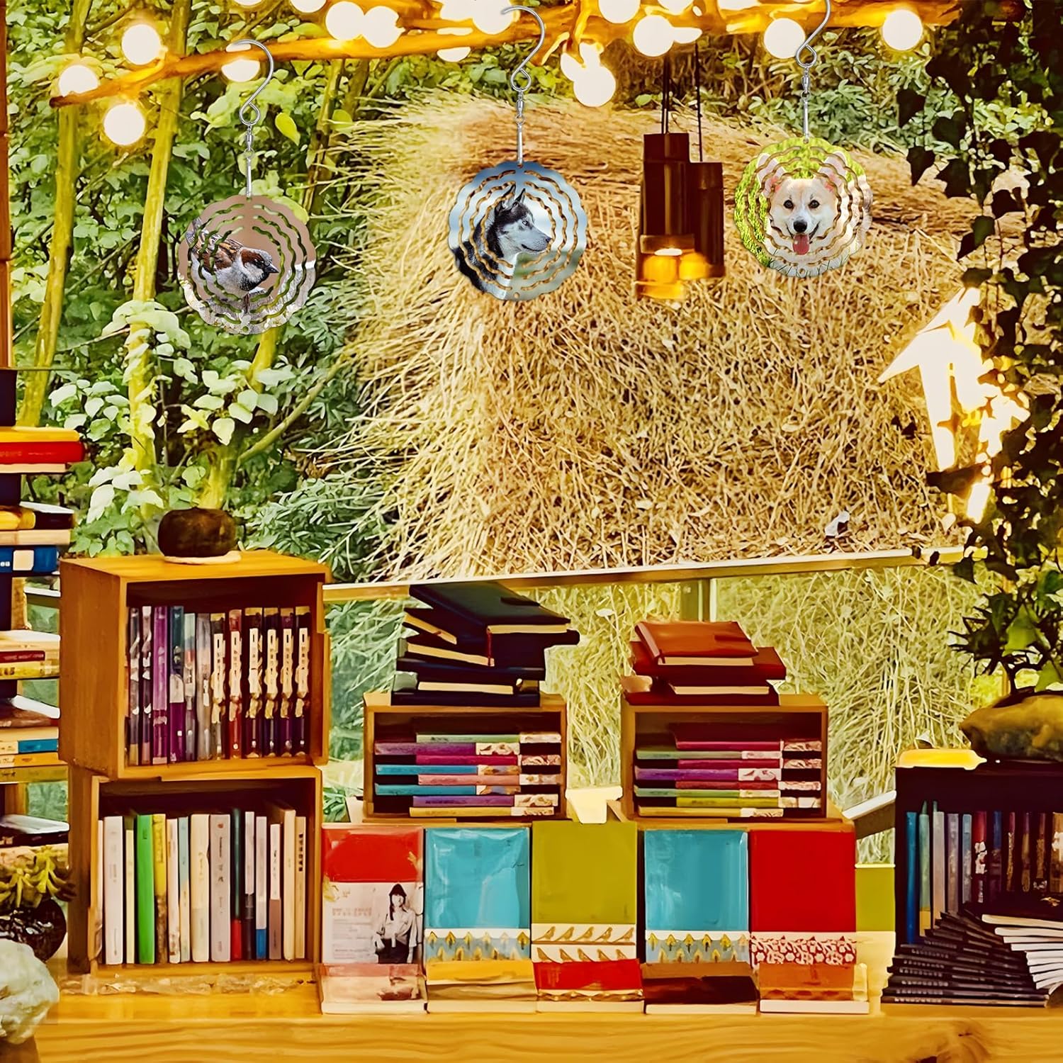 昇華風スピナーブランク 20個 3インチ アルミニウム金属昇華風スピナー ステンレススチール吊りスイベルフック付き 庭や庭 屋内 屋