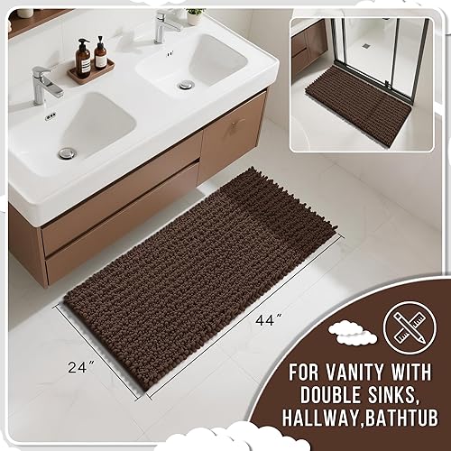 Miniatura 2 de Yimobra Tapete de baño original de lujo, 44.1 x 24 pulgadas, agua súper absorbente, antideslizante, lavable a máquina, suave y acogedor, grueso