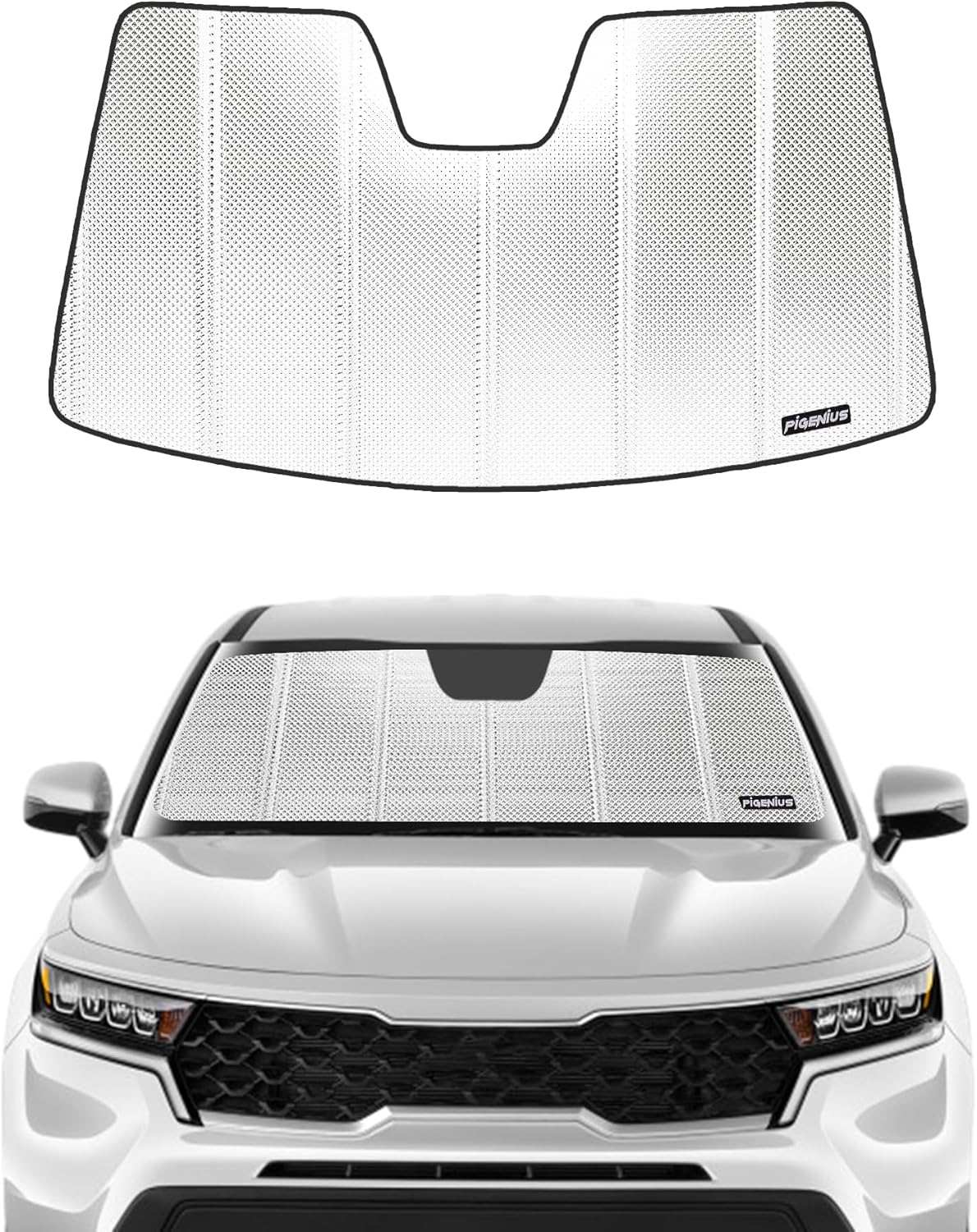B Pigenius Windshield Sun Shade for Kia Sorento 2021-2025. Reflective Aluminum Film Front Window Sunshade - BLAZBLOCK