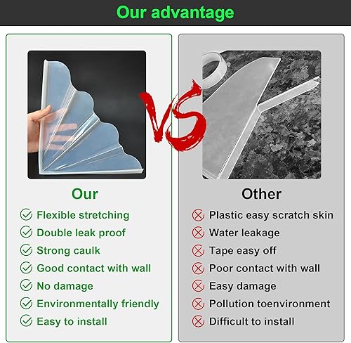 Miniatura 8 de Gosmol Protector de salpicaduras de ducha transparente XXL, protector de agua de ducha de silicona extragrande, protector contra salpicaduras de