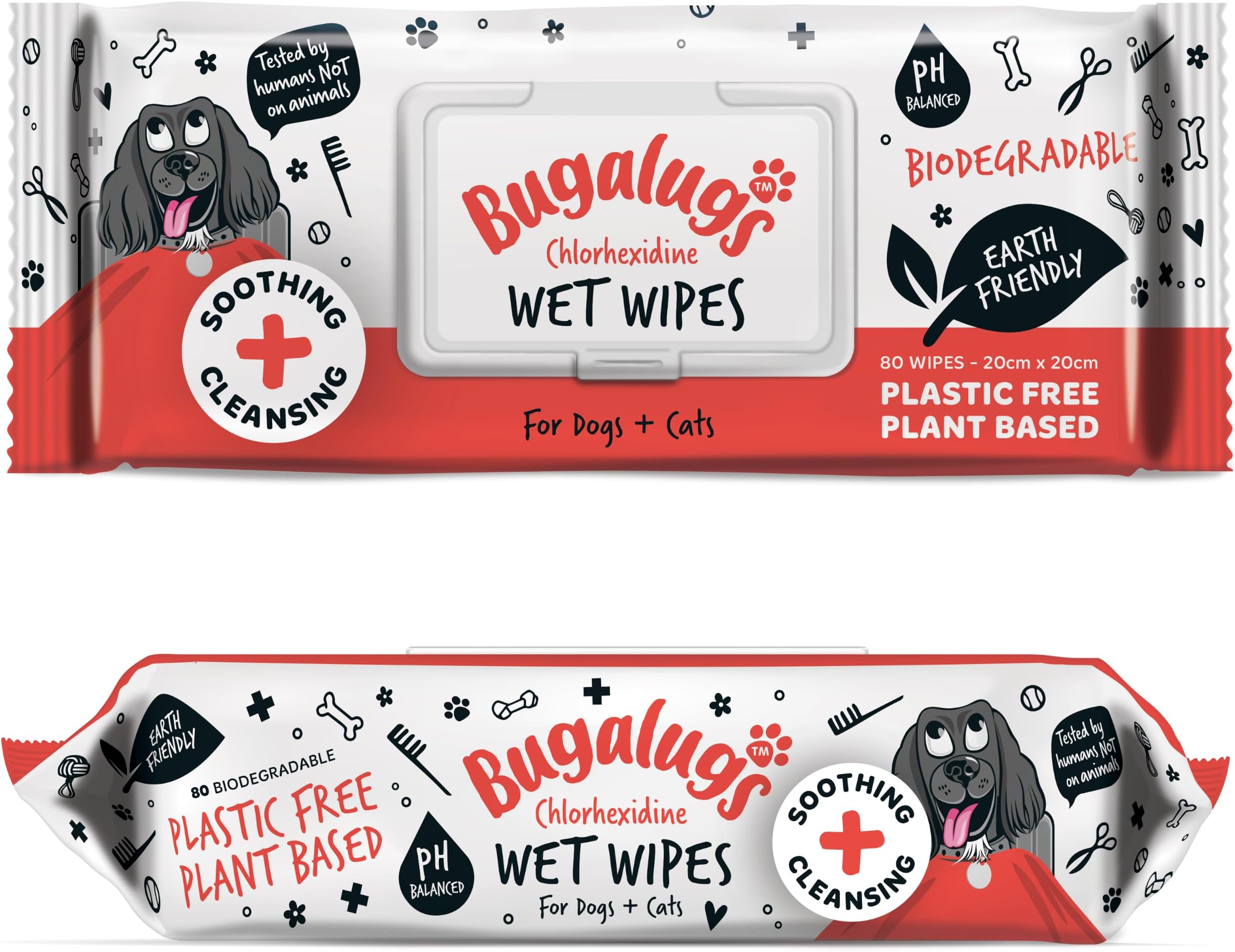 Dog Wipes for pawly skin - 80 Biodegradable dog grooming pet wipes. Use as Dog ear wipes, dog eye wipes, dog face wipes, Paw & Bum wipes for puppy, dogs & cat grooming