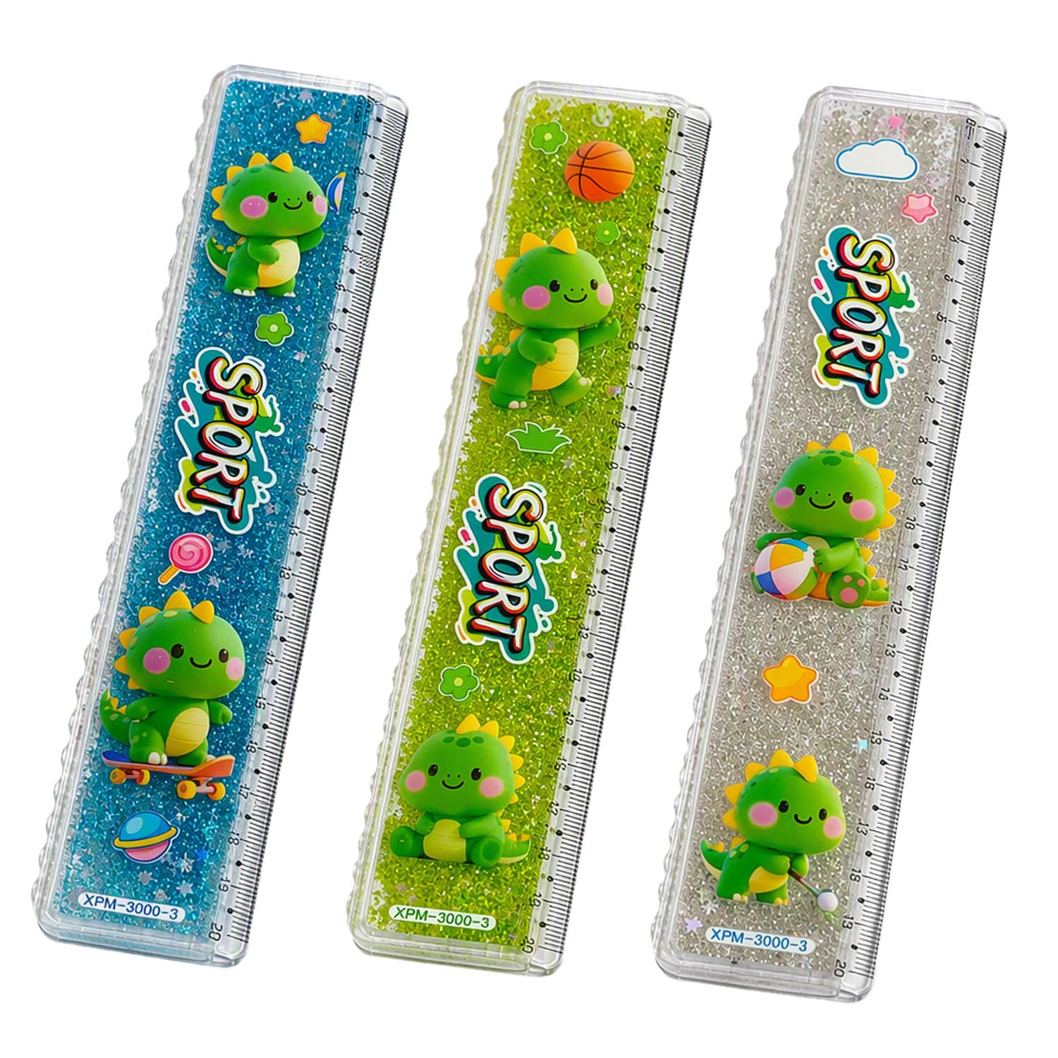 FunBlast Scale Ruler for Kids – 20 cm Scale for Kids, 3 Pcs (Dinosaur) | Glitter Scale Ruler Set for Students, Stationary Gifts for Kids, Kawaii Ruler Scale for School Stationery Items for Kids-image-39
