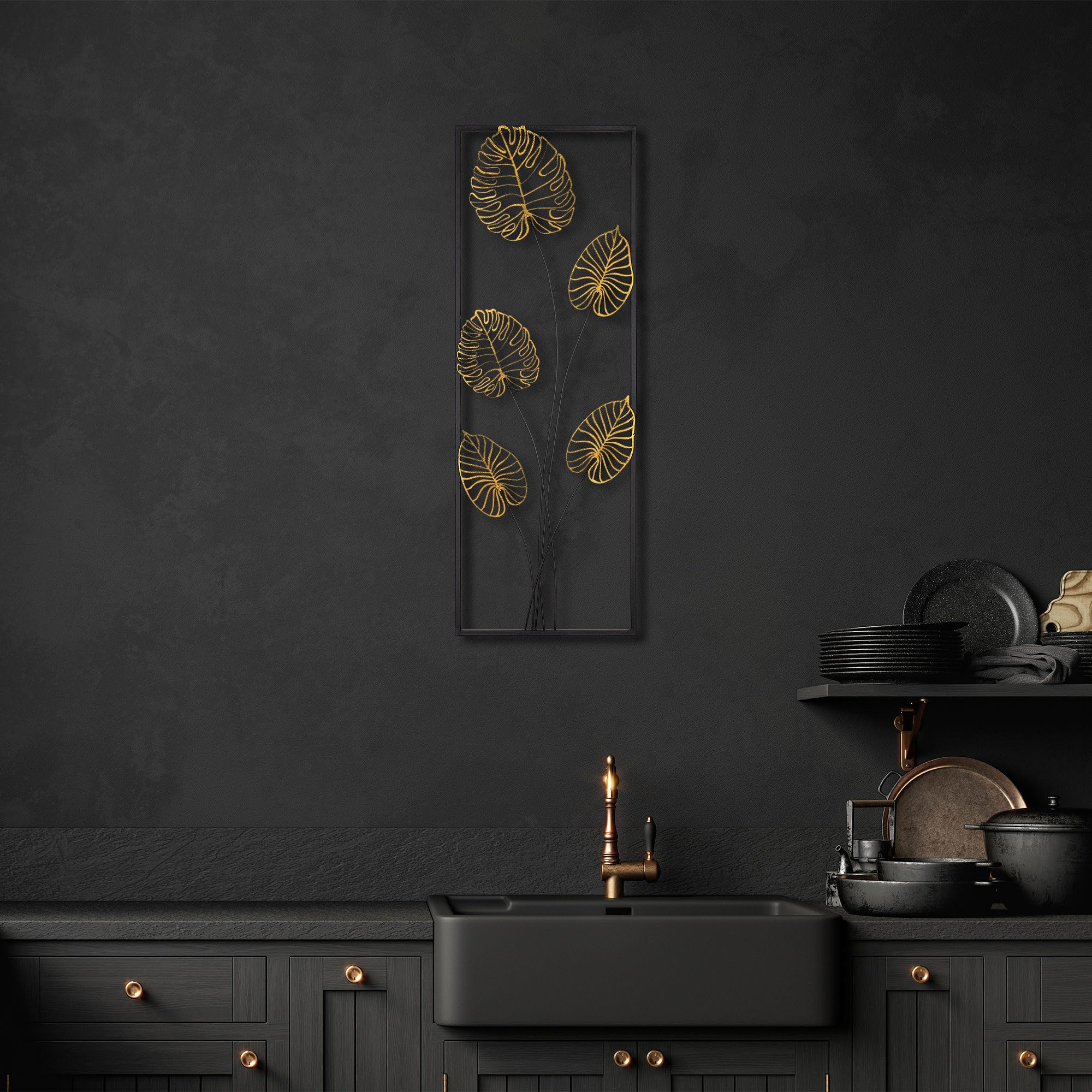 Hand-Painted Decorative Metal Wall Accessory, 32 x 90 cm, 100% Metal (1.5 mm), Unique Design, Perfect for Home Decor, Easy Wall Hanging
