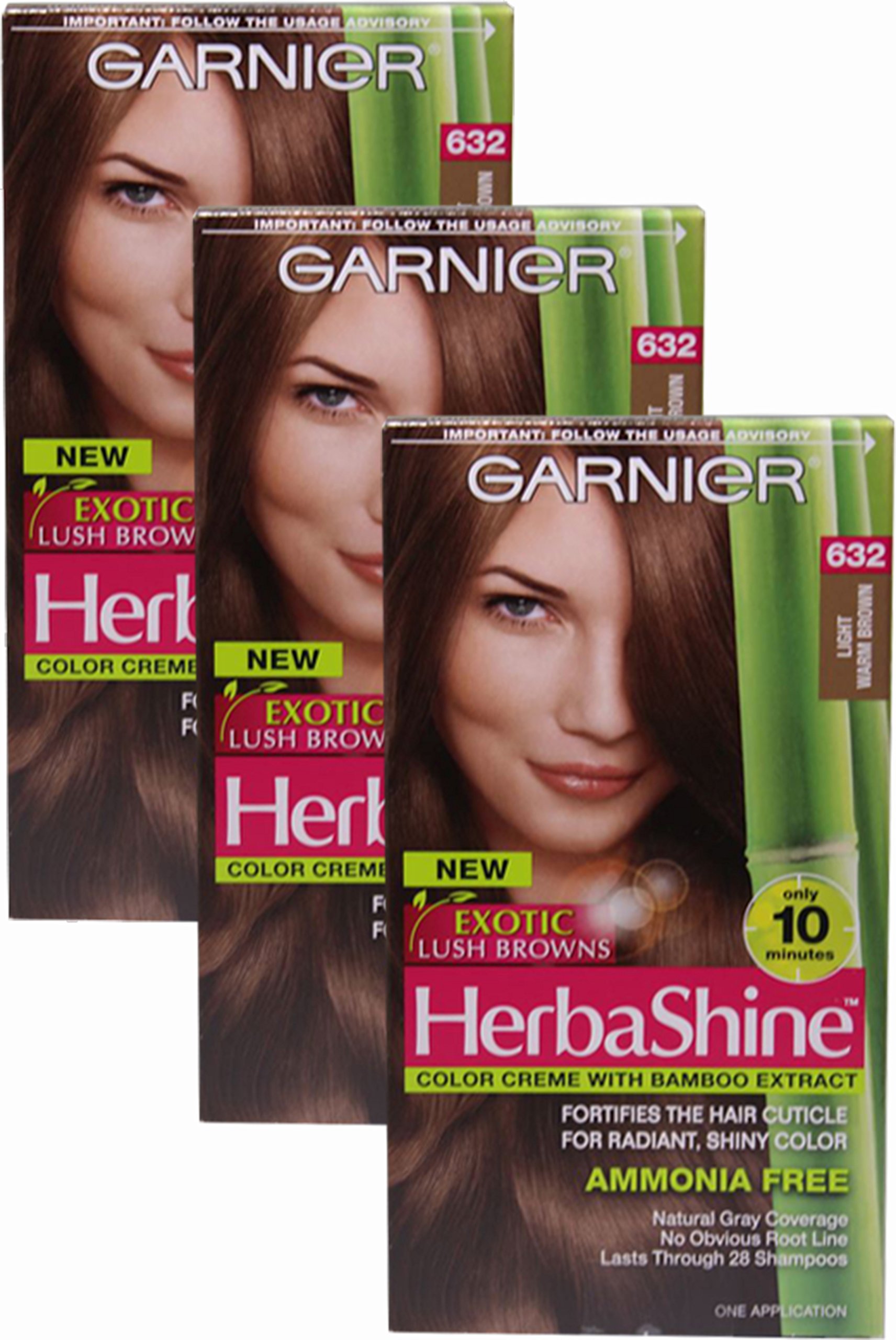 Garnier HerbaShine Hair Color, 632 Light Warm Brown (Pack of 3)