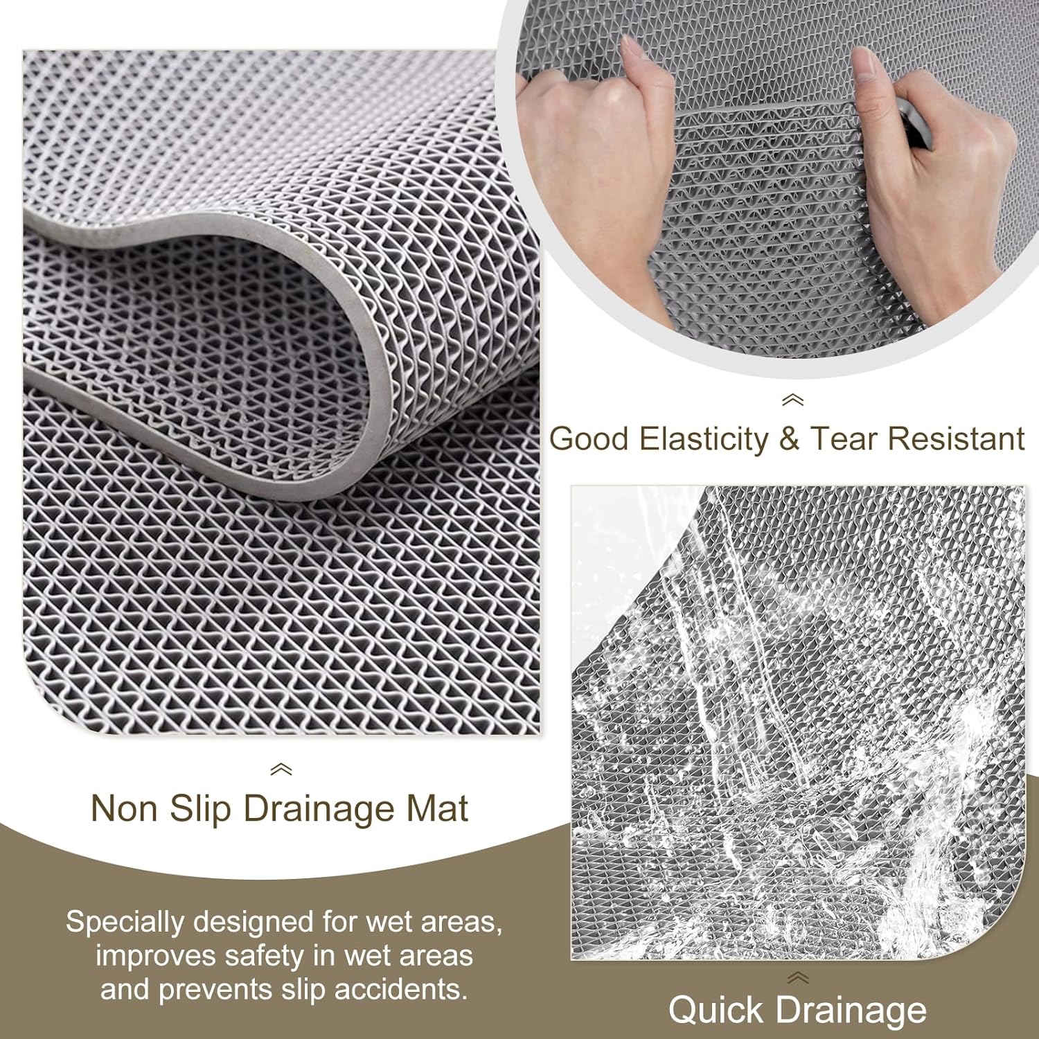 Non-Slip Drainage Floor Mat 3x10Ft Commercial PVC Mesh Hollow Mats 0.22'' Thick Swimming Pool Deck Mats Bath Shower Floor Mat for Wet Area Kitchen Pool Restaurant Garage Restaurant Bars